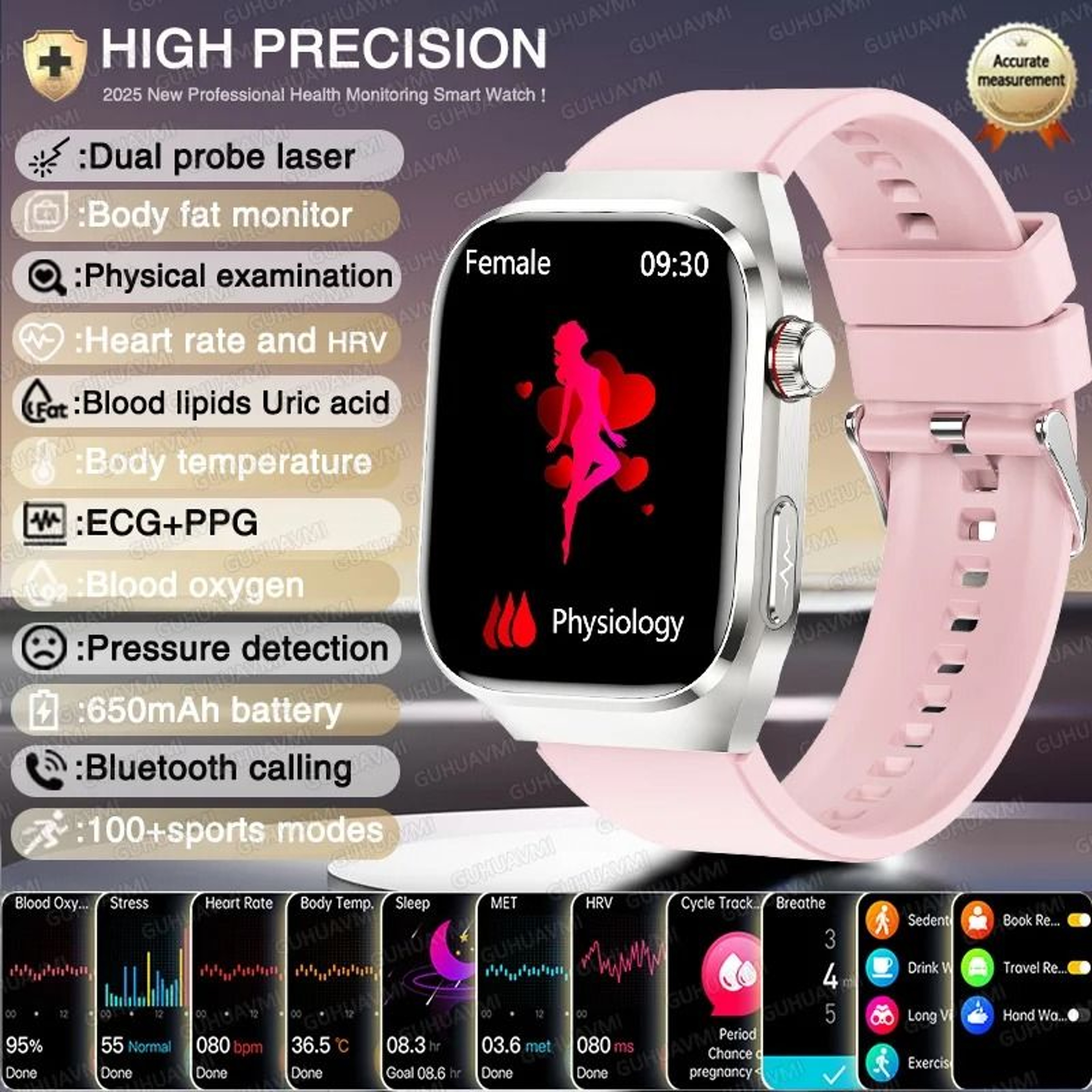 AI Health Monitoring Smart Watch With ECG PPG Blood Pressure And Uric Acid Tracking 8