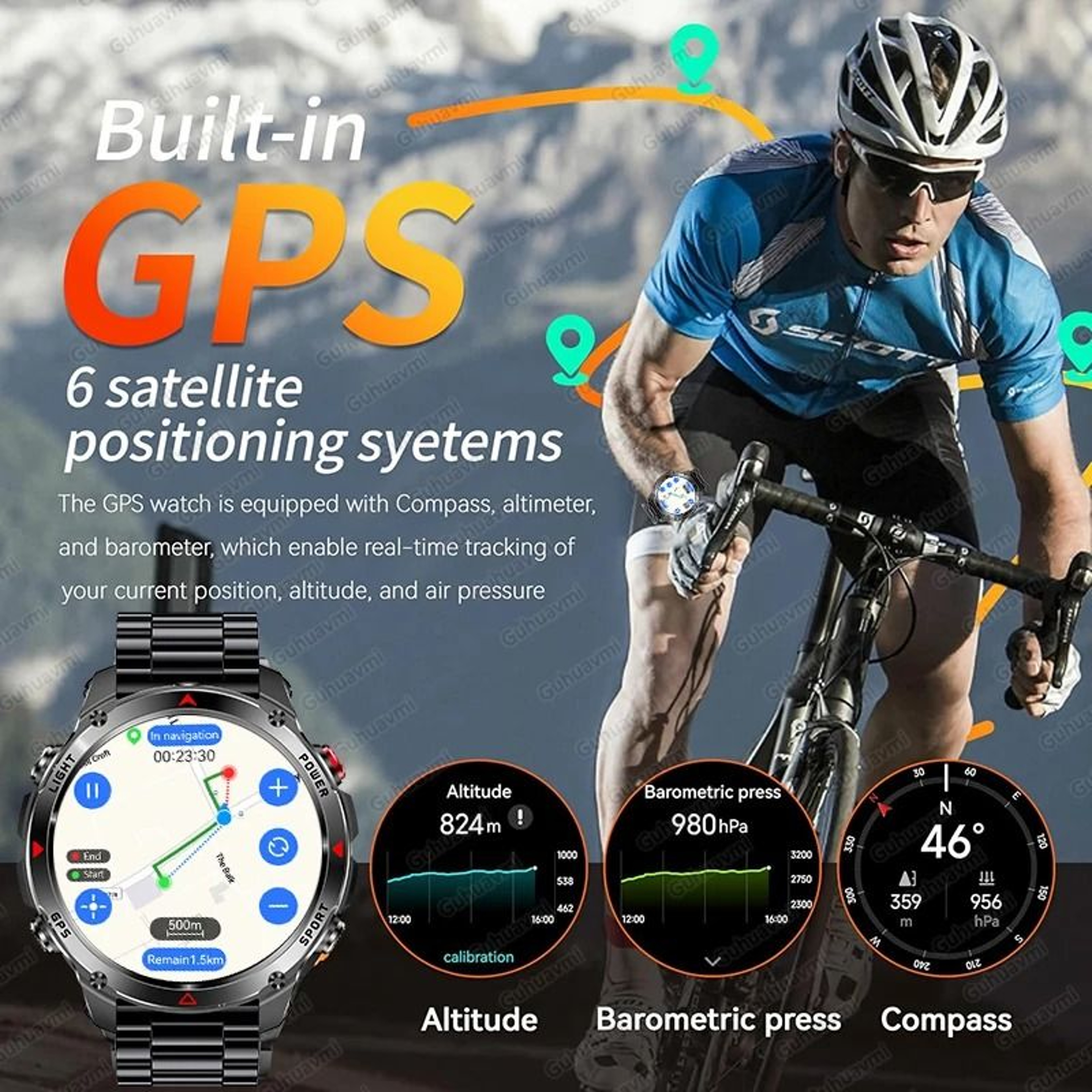 GPS Navigation Smart Watch With AMOLED Display Compass NFC And Bluetooth Calling 1