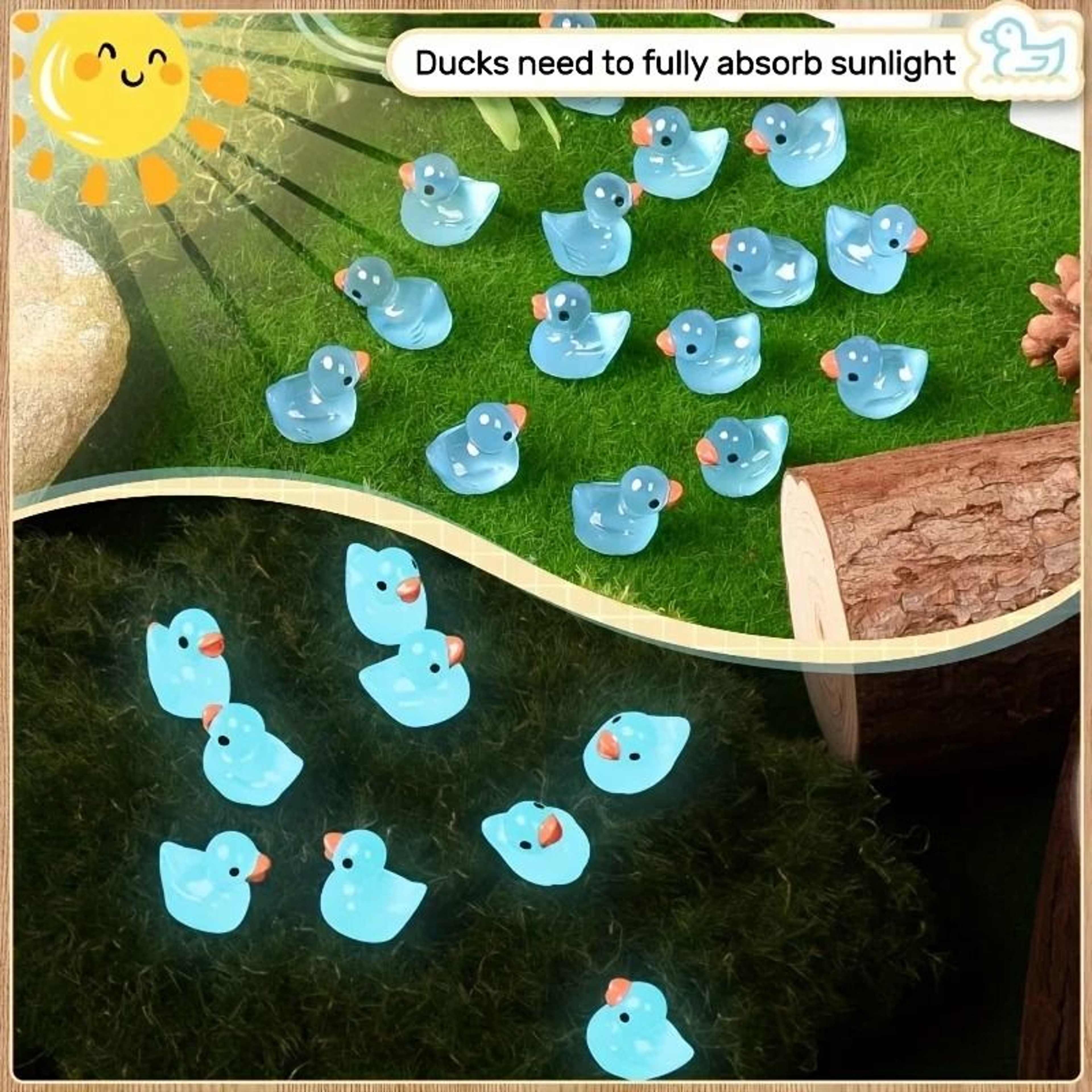 100PCS Glow In The Dark Mini Resin Blue Ducks DIY Craft Aquarium And Garden Decor 4