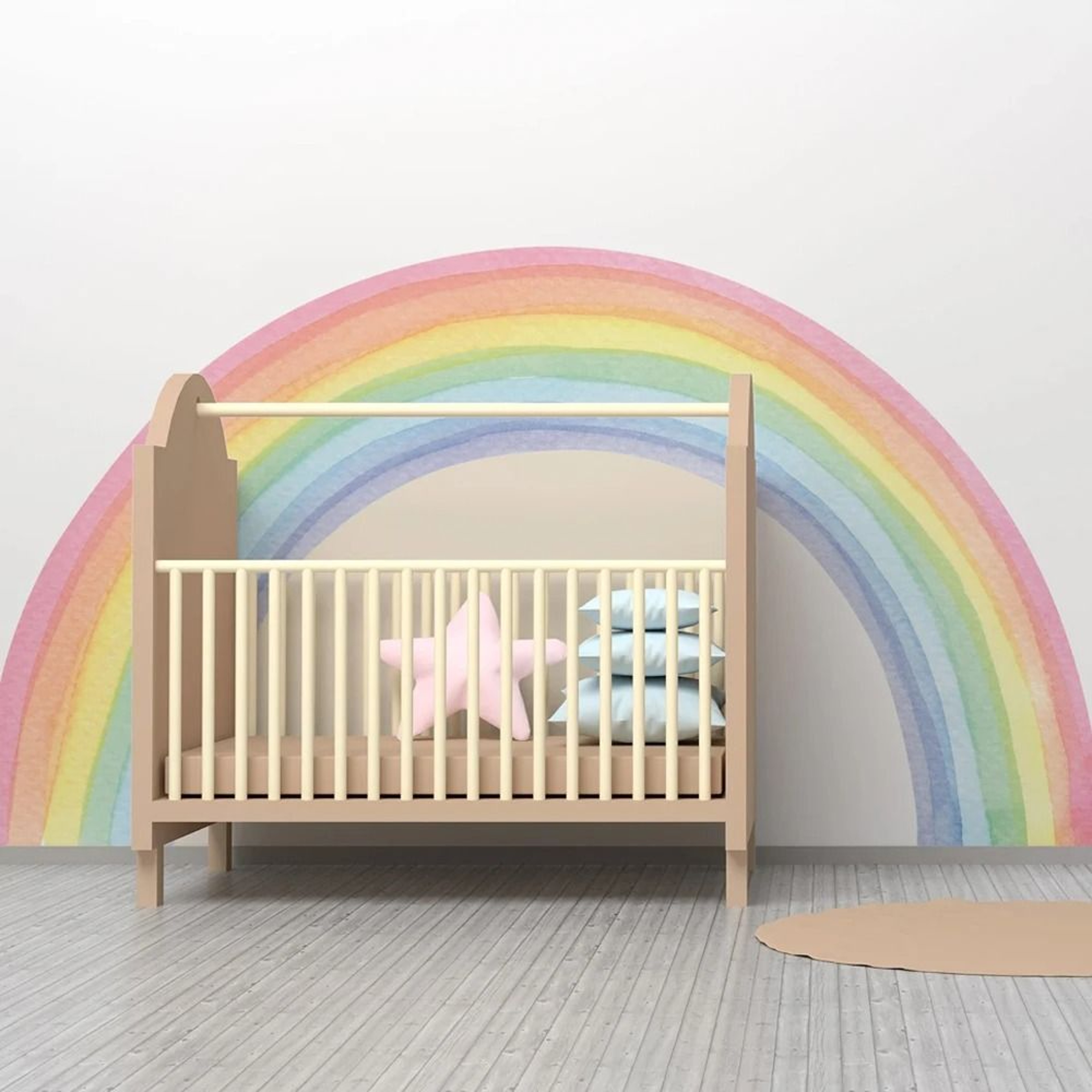 Large Pastel Rainbow Wall Sticker Mural Peel And Stick Nursery Decor 1