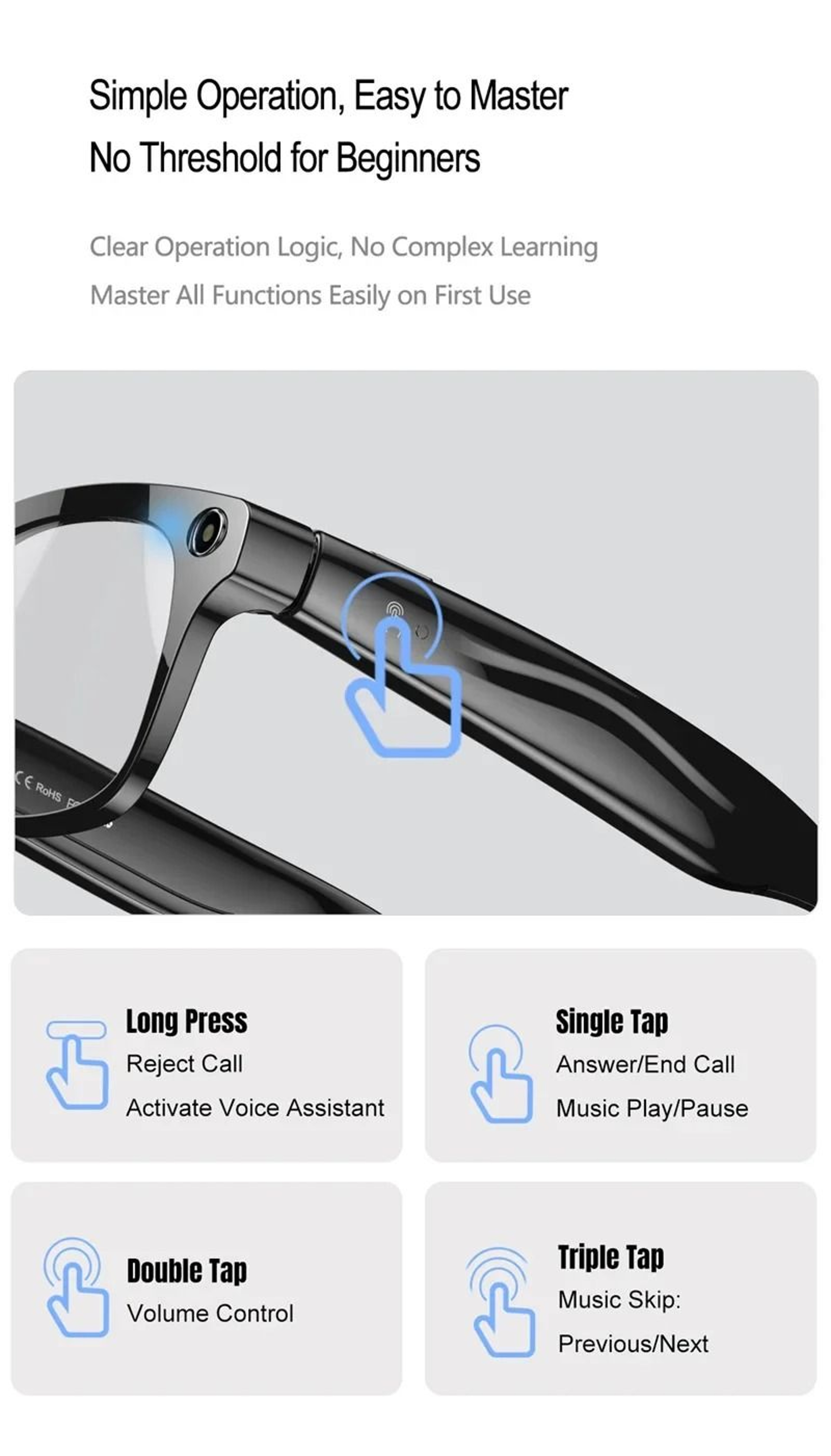4K AI Translation Smart Glasses With Camera Bluetooth Calls  Voice Assistant 4