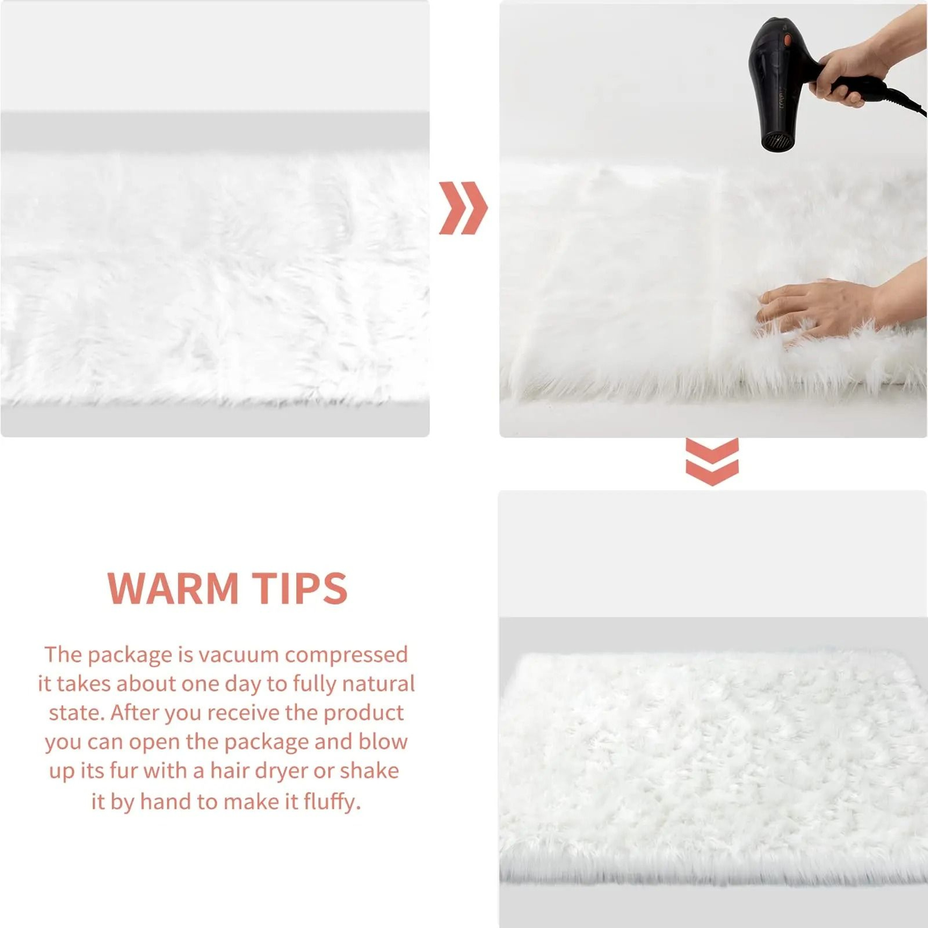 Ultra Soft White Faux Sheepskin Rug  Fluffy Washable Bedroom  Living Room Carpet 5