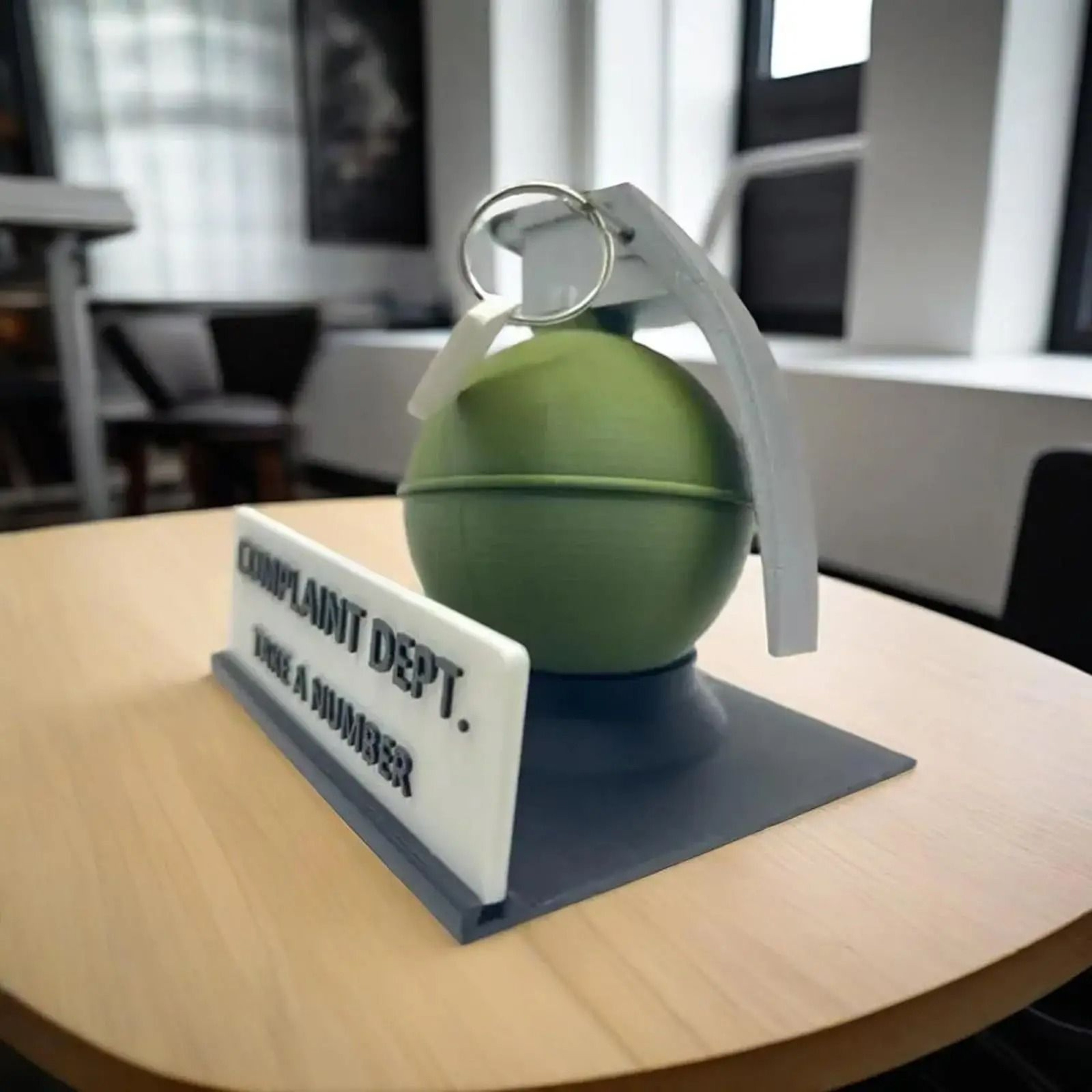Funny Complaint Department Grenade Desk Sign  3D Printed Office Prank Decor 2
