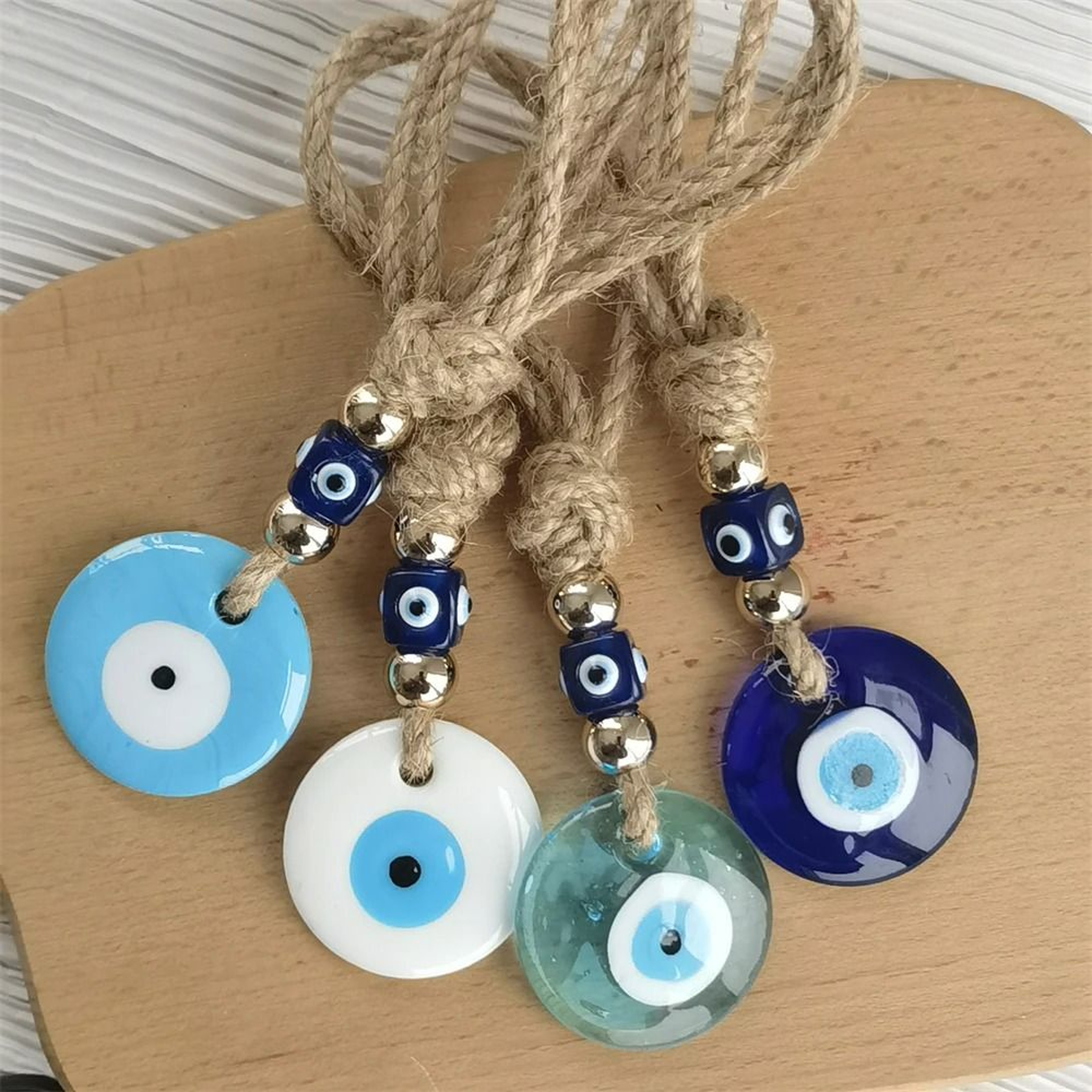 Handcrafted Blue Evil Eye Glass Pendant  Protective Wall Hanging Decor For Home 3