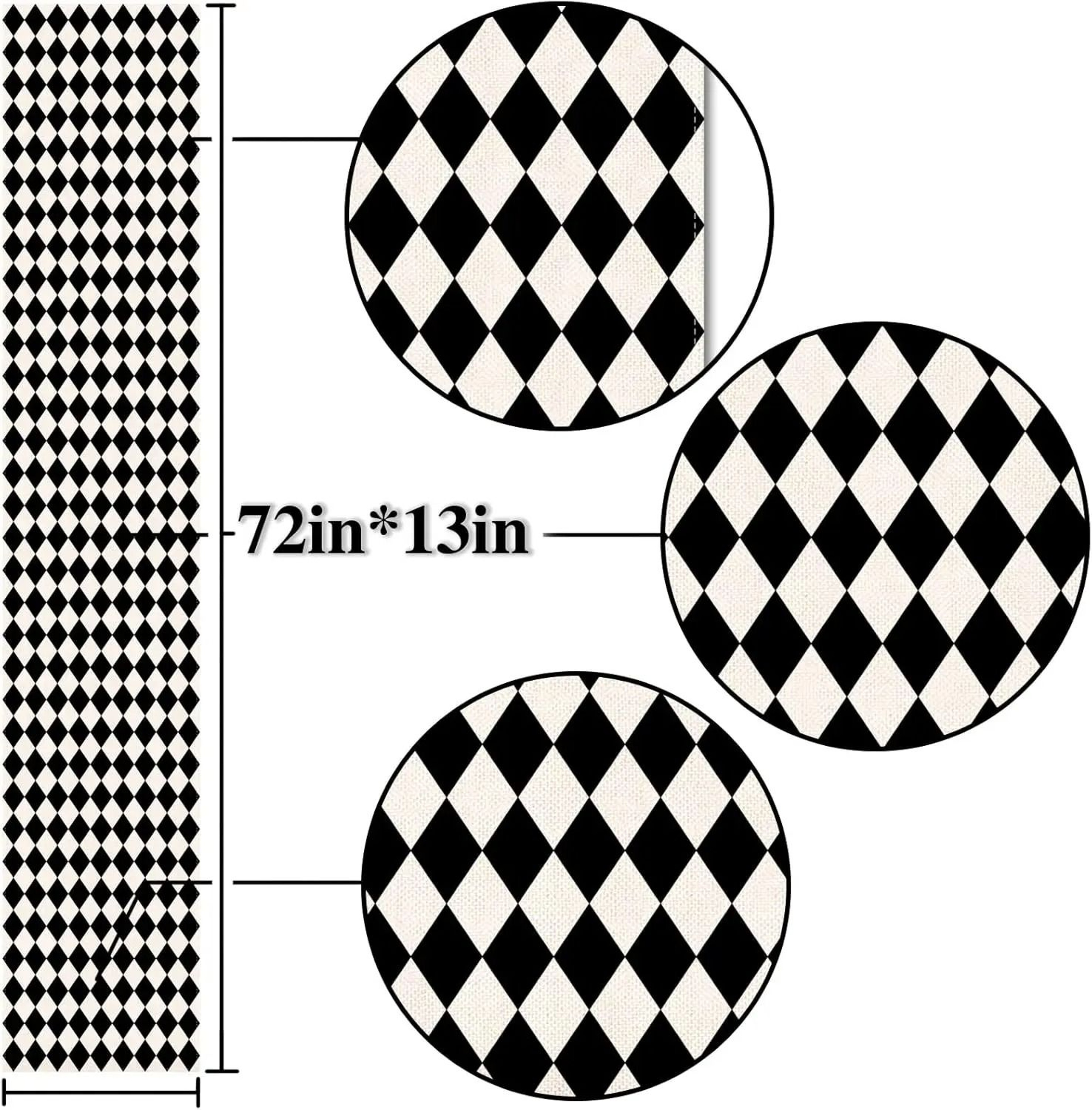 Black  White Buffalo Plaid Table Runner Linen Farmhouse Table Decor For Kitchen  Dining 4
