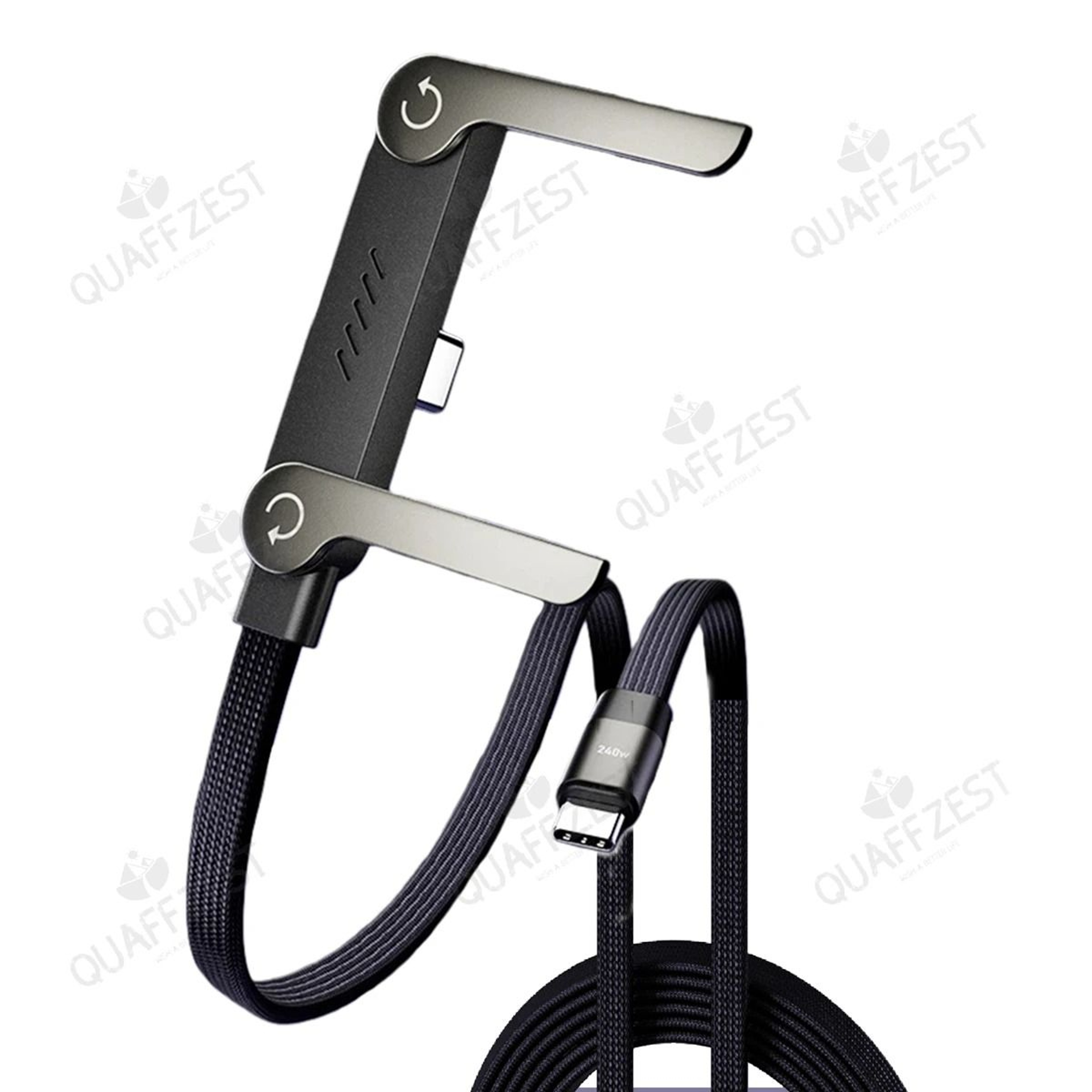 2in1 Foldable Fast Charging Cable With BuiltIn Phone Holder 240W Power Delivery 6
