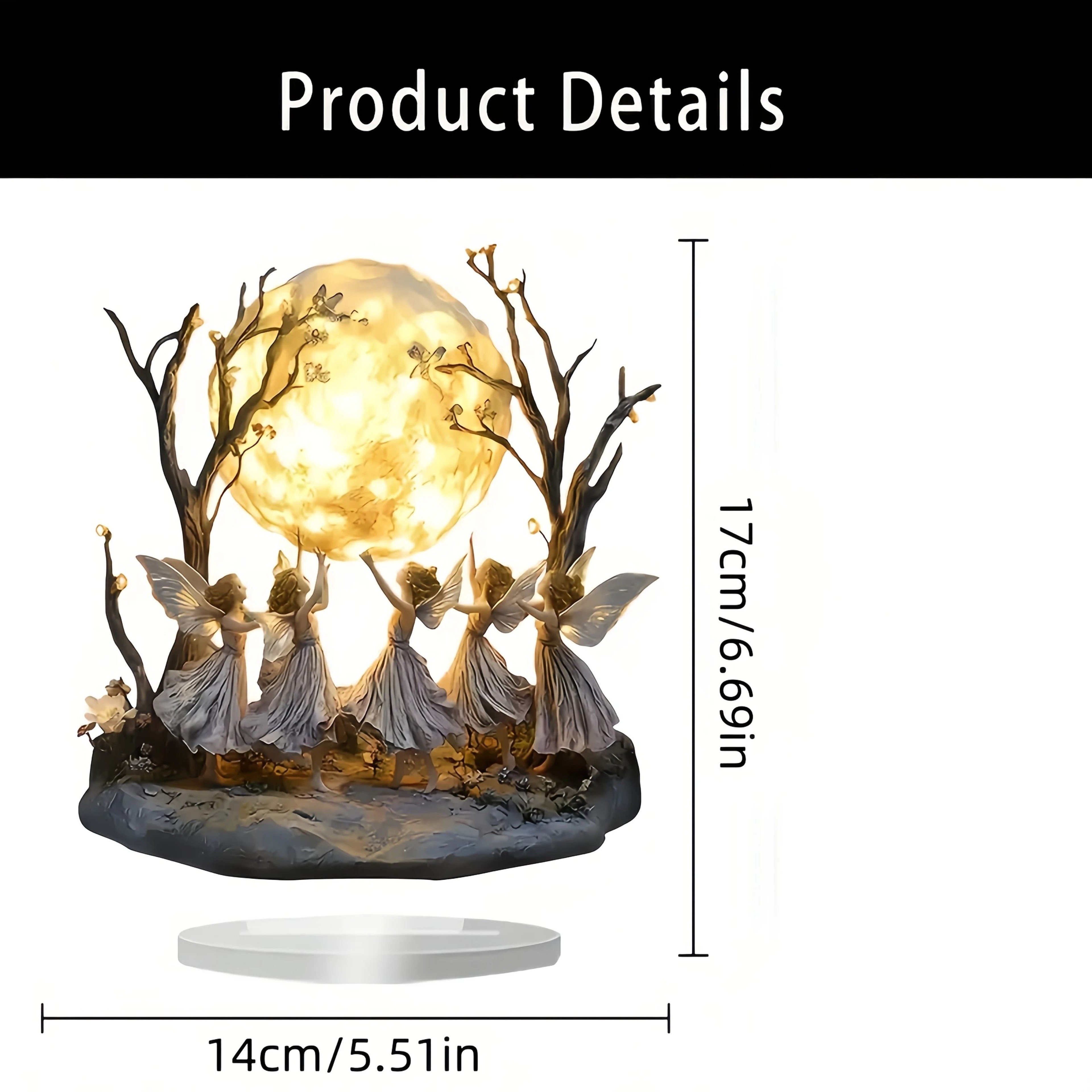 Moon Elf Acrylic Tabletop Decor Mystical Fantasy Desk Ornament With Stand 5