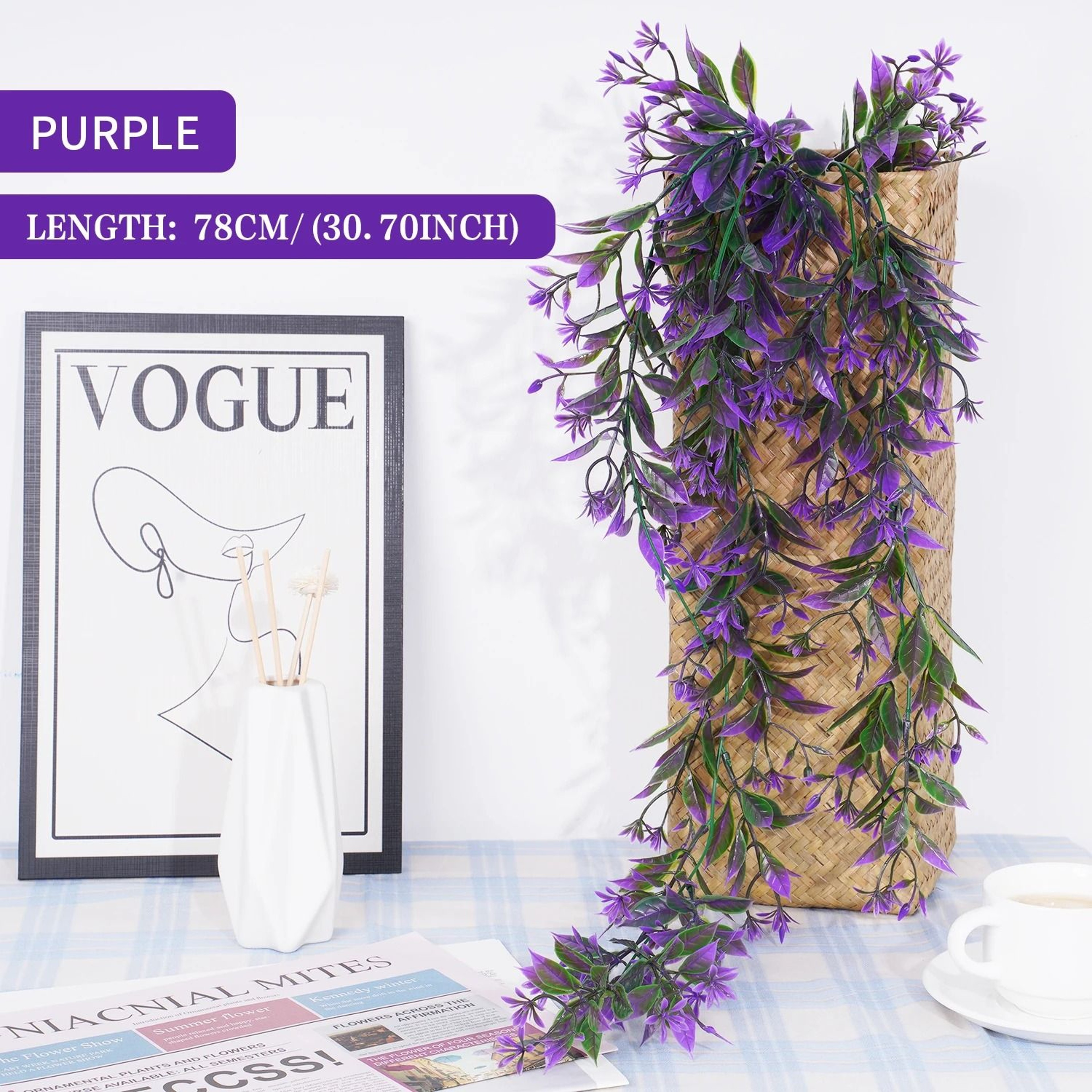Artificial Ivy Rattan Wall Hanging Vines Realistic Silk Leaf Greenery Decor For Home  Garden 6