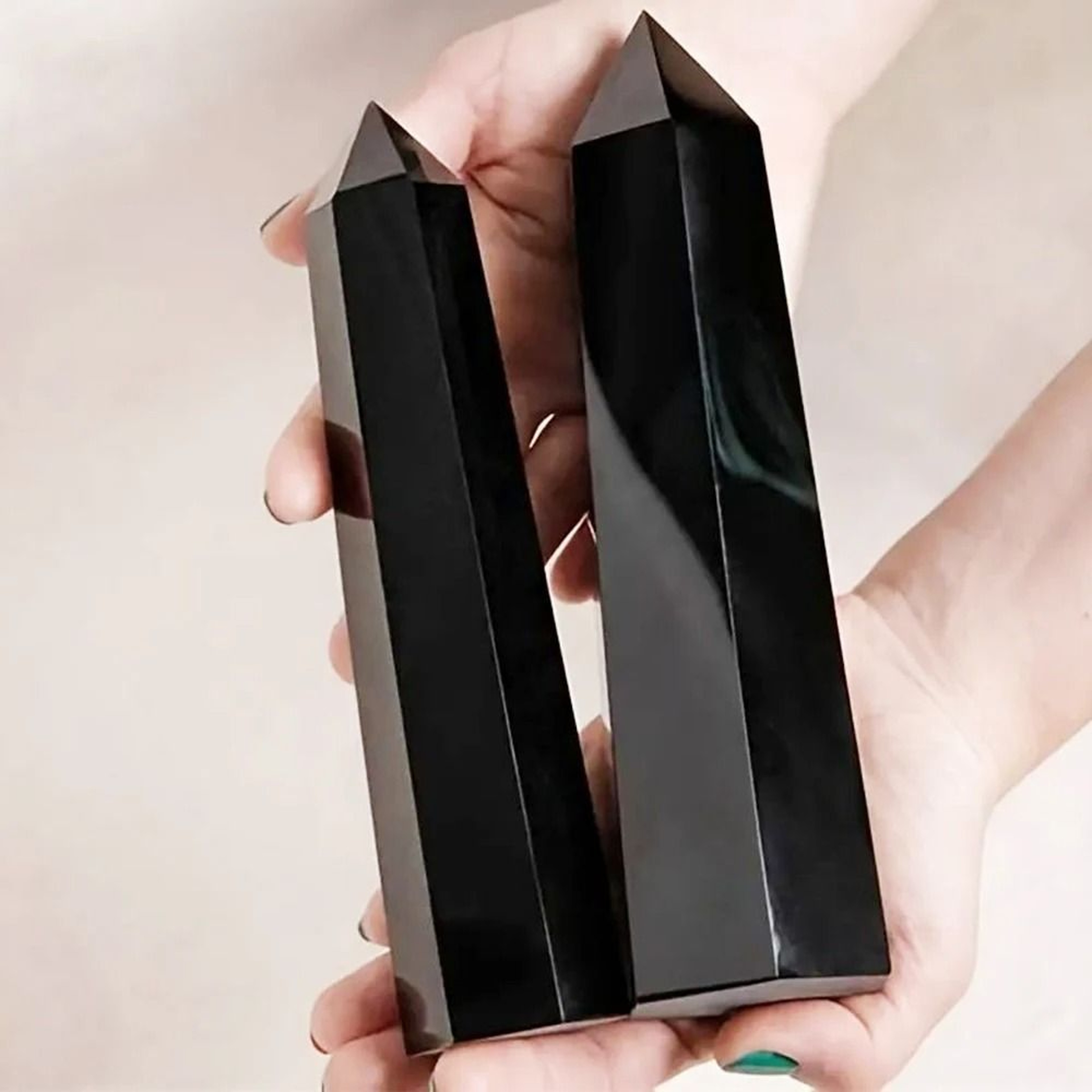 Natural Obsidian Crystal Tower Hexagonal Prism Wand For Protection  Modern Decor 3