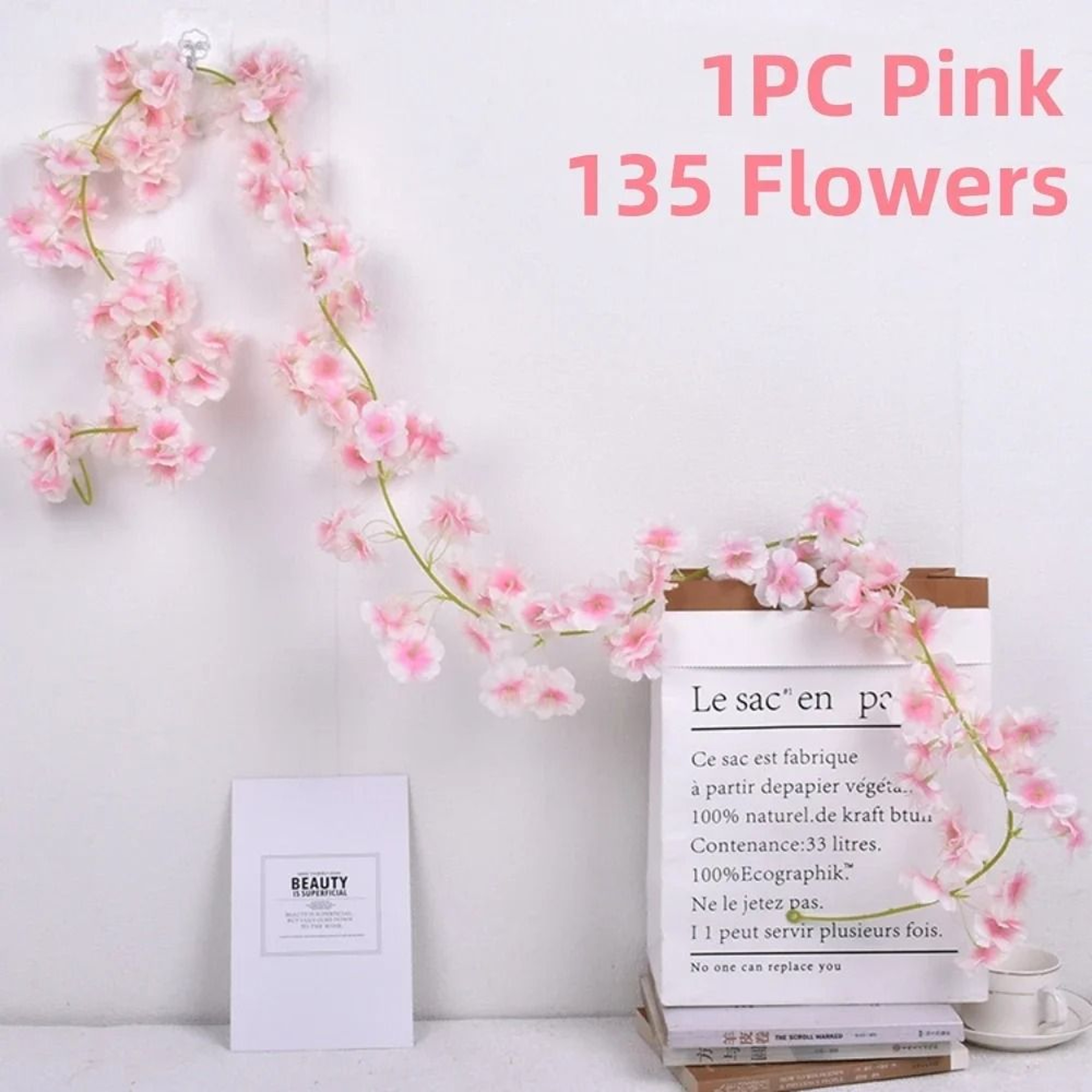 180cm Artificial Cherry Blossom Garland Silk Vine For Wedding  Home Decor 7