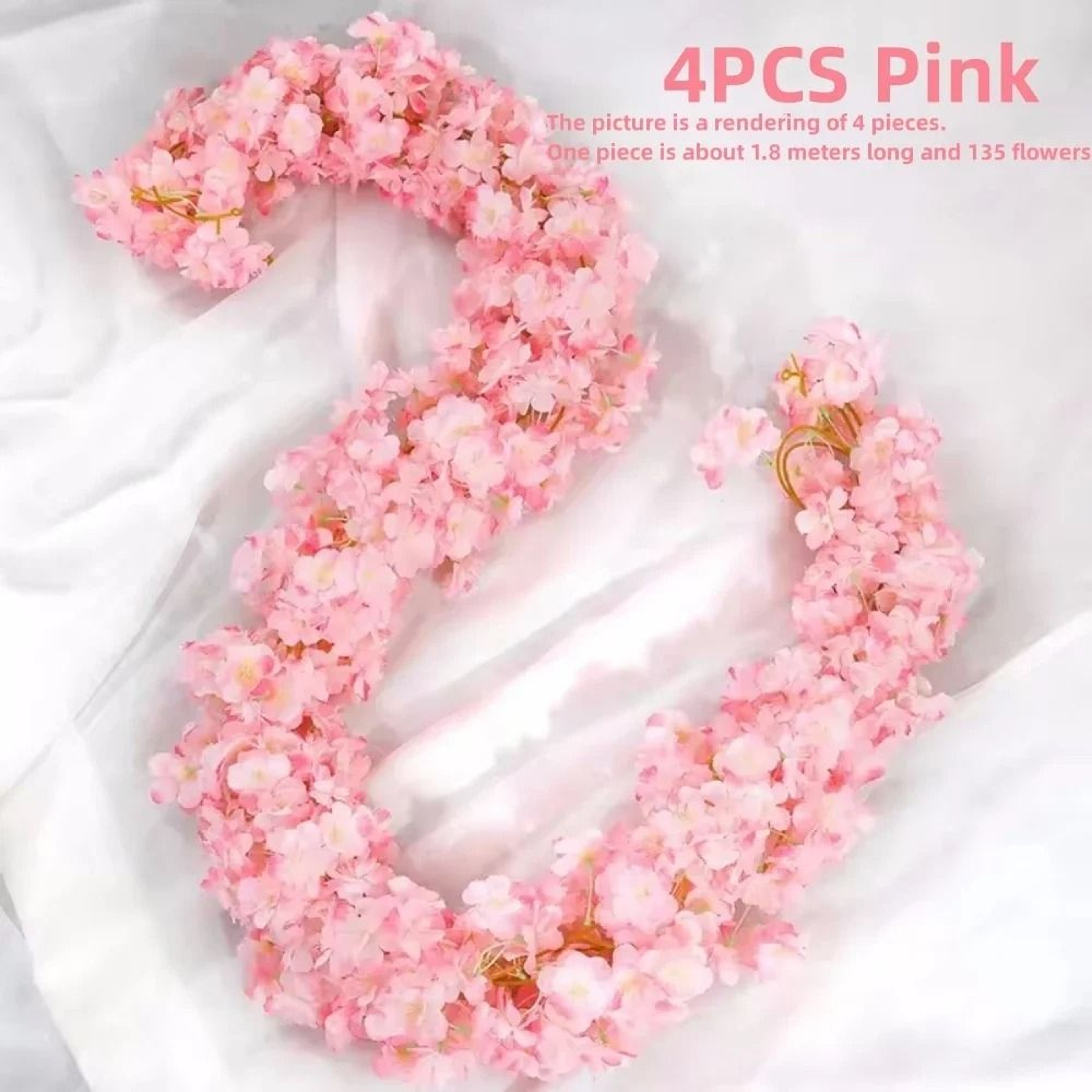 180cm Artificial Cherry Blossom Garland Silk Vine For Wedding  Home Decor 10