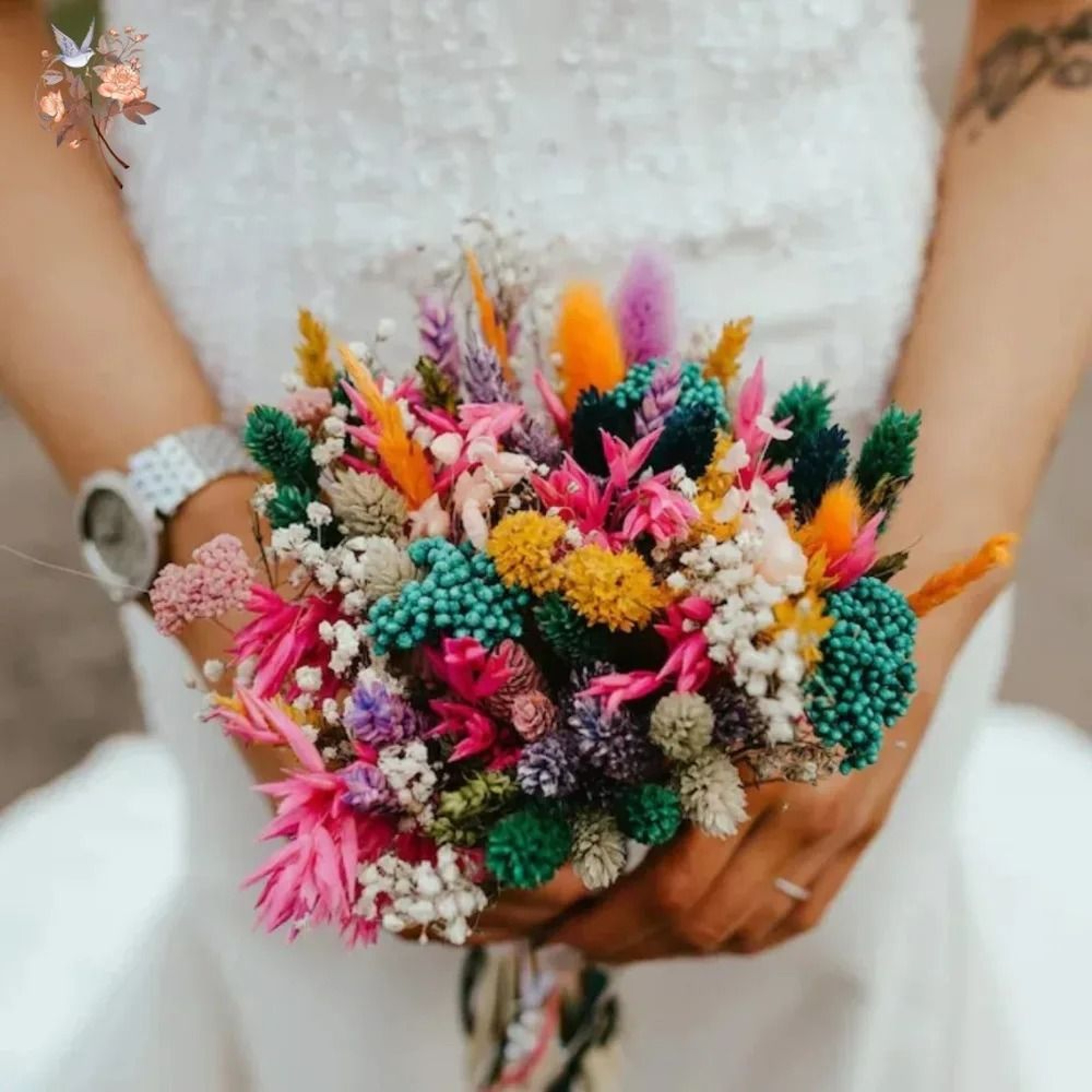 Boho Preserved Pampas  Babys Breath Bridal Bouquet For Wedding  Home Decor 4