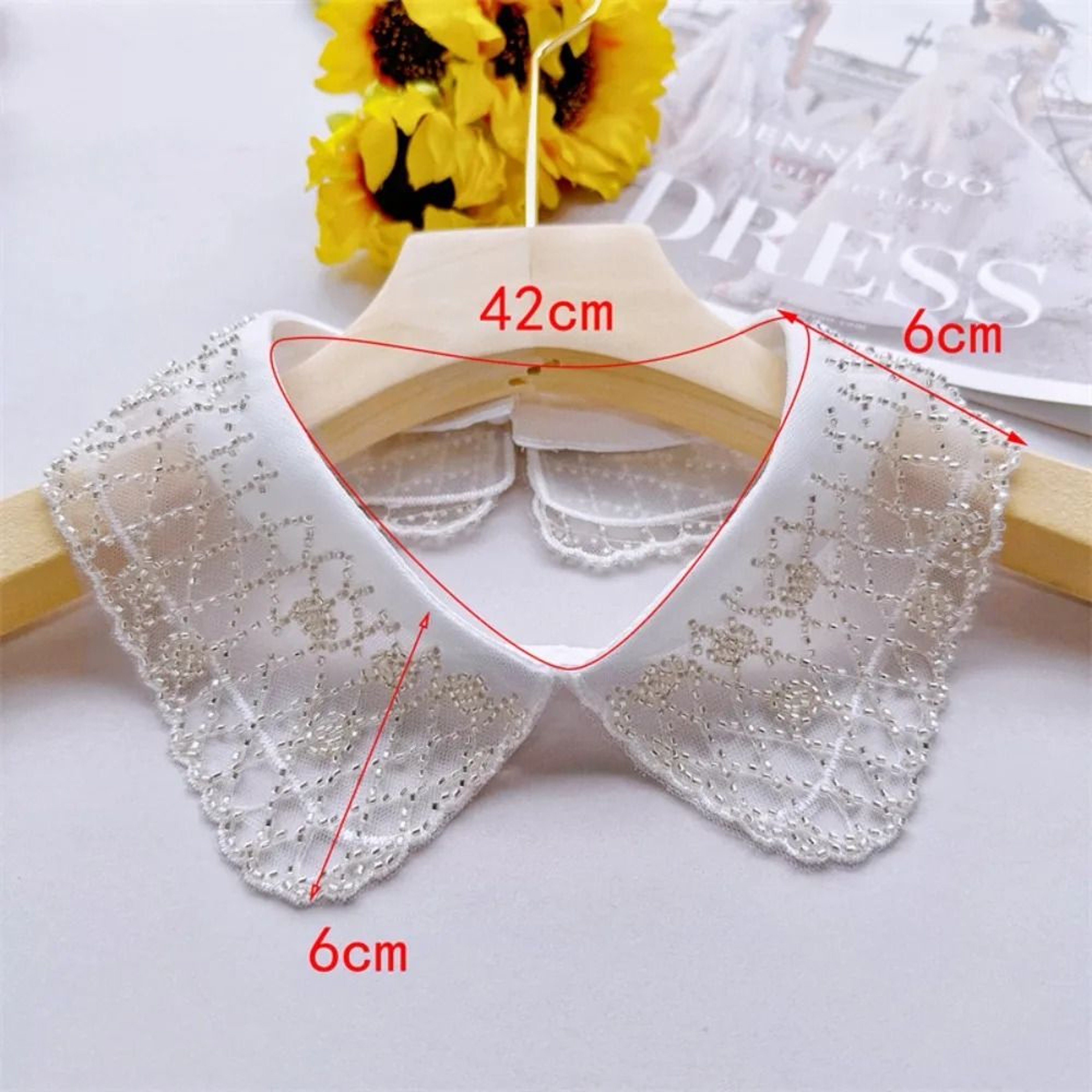 LaceAura Double Layer Detachable Lace Collar Shawl Embroidered Beaded Neck Accessory 5