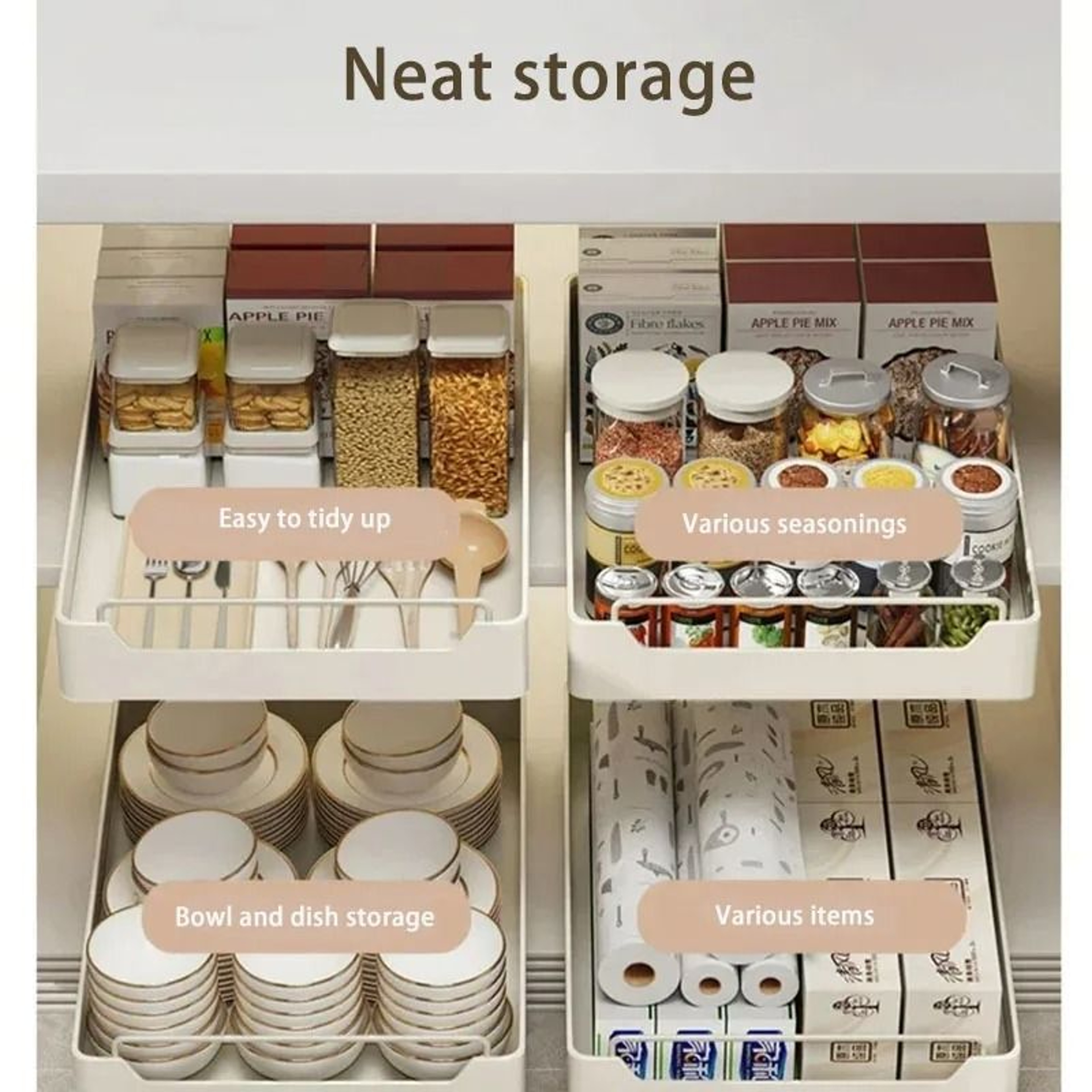 SlideOut Pull Out Spice Rack With Dual Rails Compact Cabinet Kitchen Drawer Organizer 2