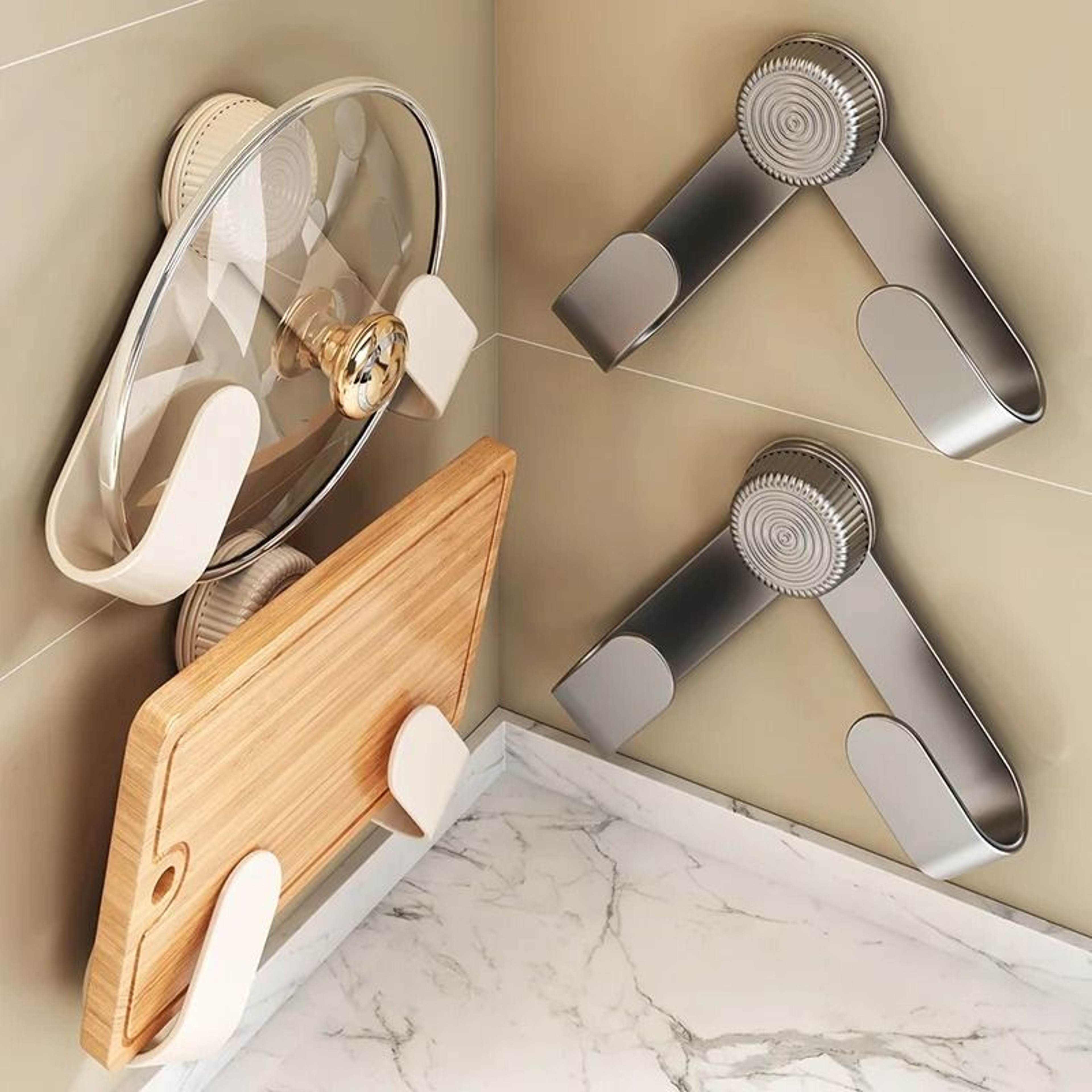 NoDrill Wall Mounted Pot Lid Rack MultiPurpose Cutting Board Holder SpaceSaving Kitchen Organizer 1