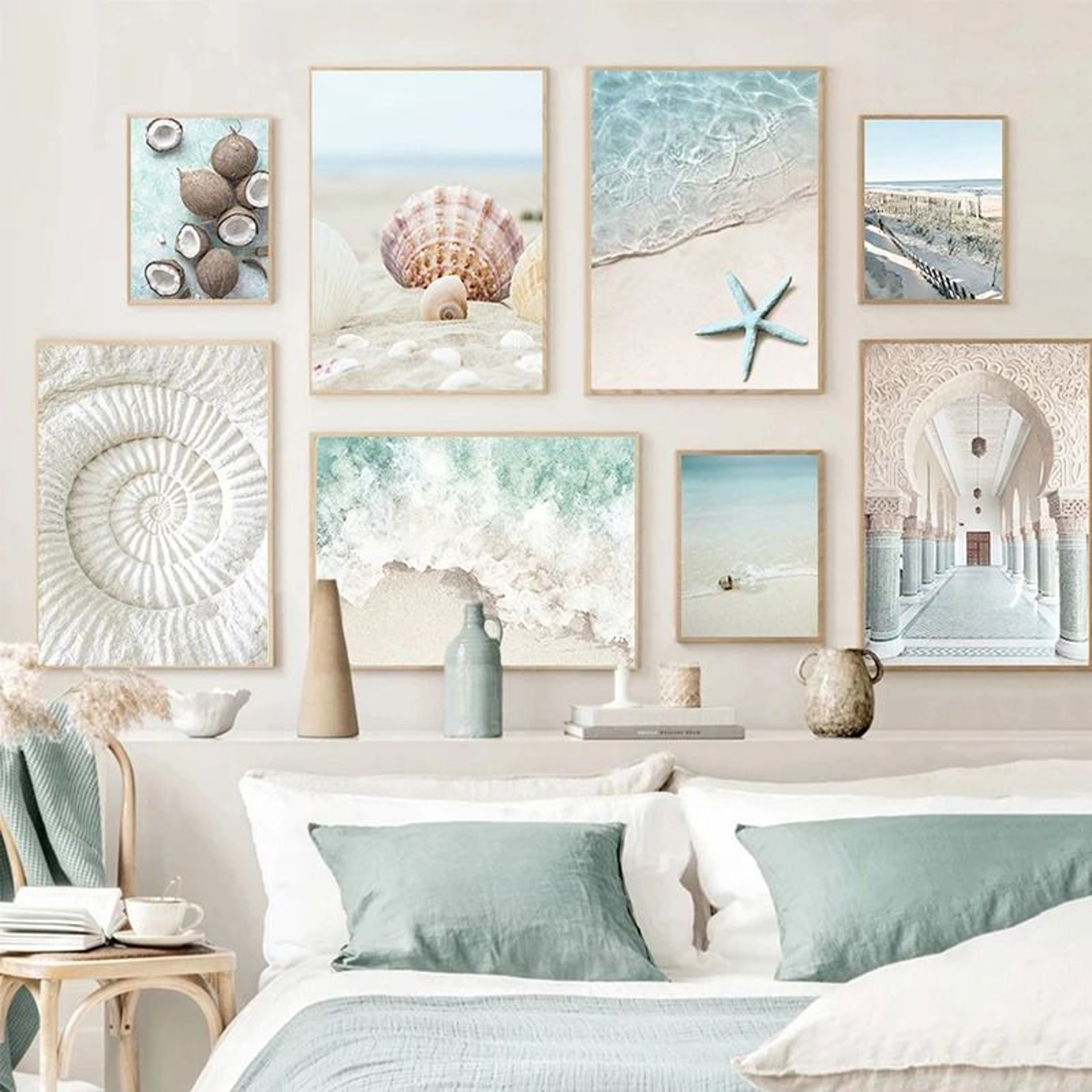 Tropical Ocean Shell Canvas Wall Art Summer Beach Aesthetic Print 0