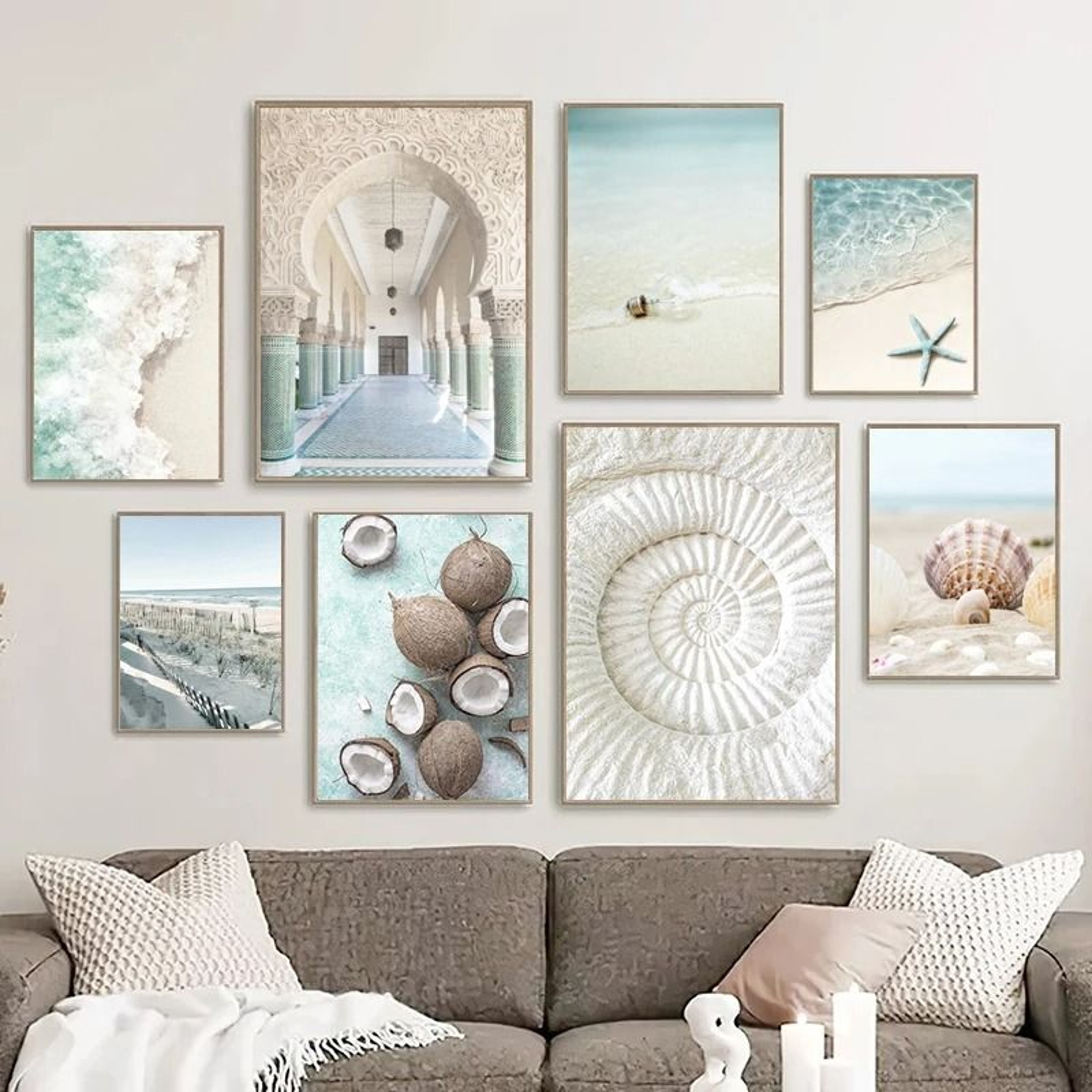 Tropical Ocean Shell Canvas Wall Art Summer Beach Aesthetic Print 2