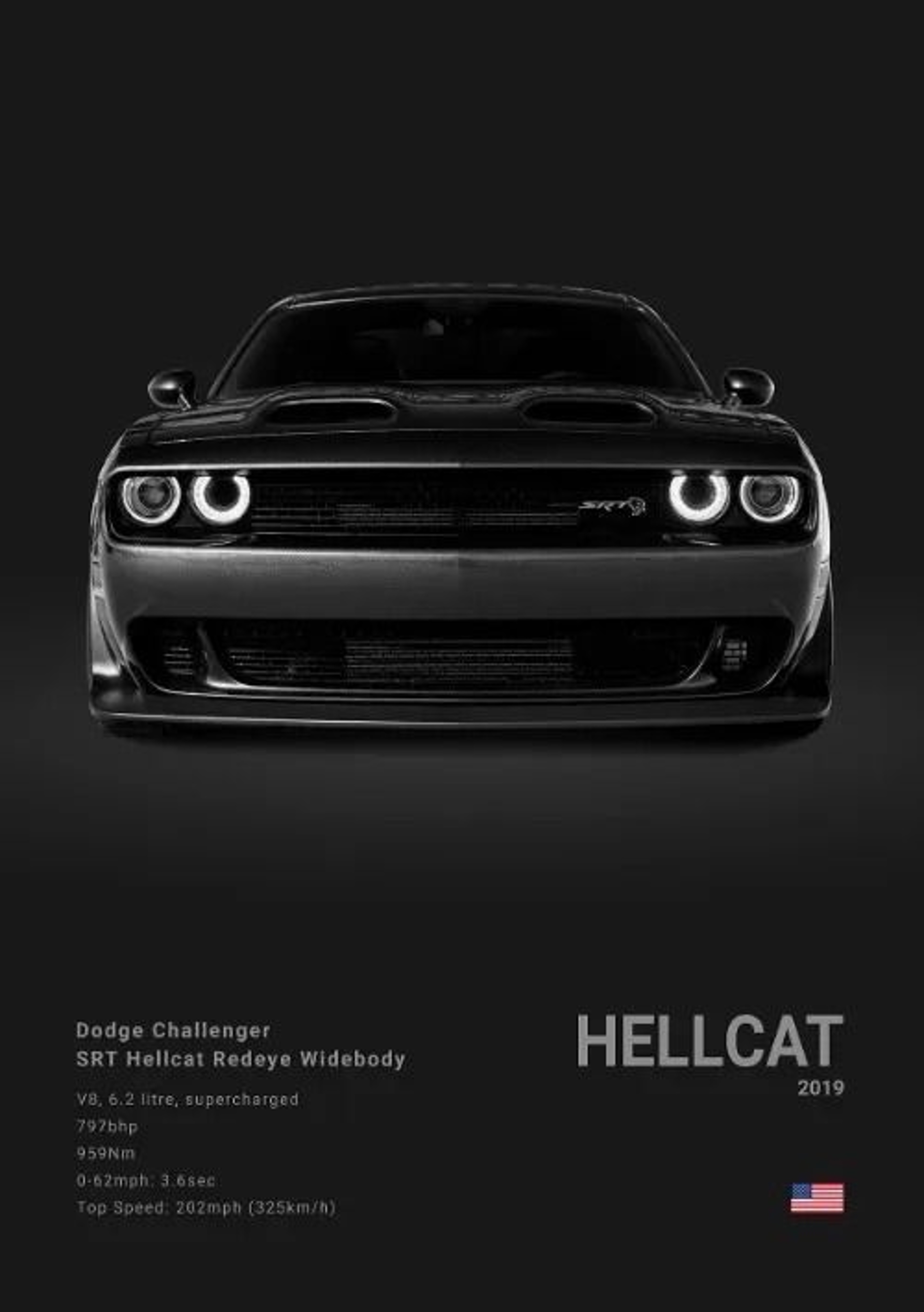 Dodge Challenger SRT Hellcat Redeye Canvas Wall Art Modern Muscle Car Poster 17