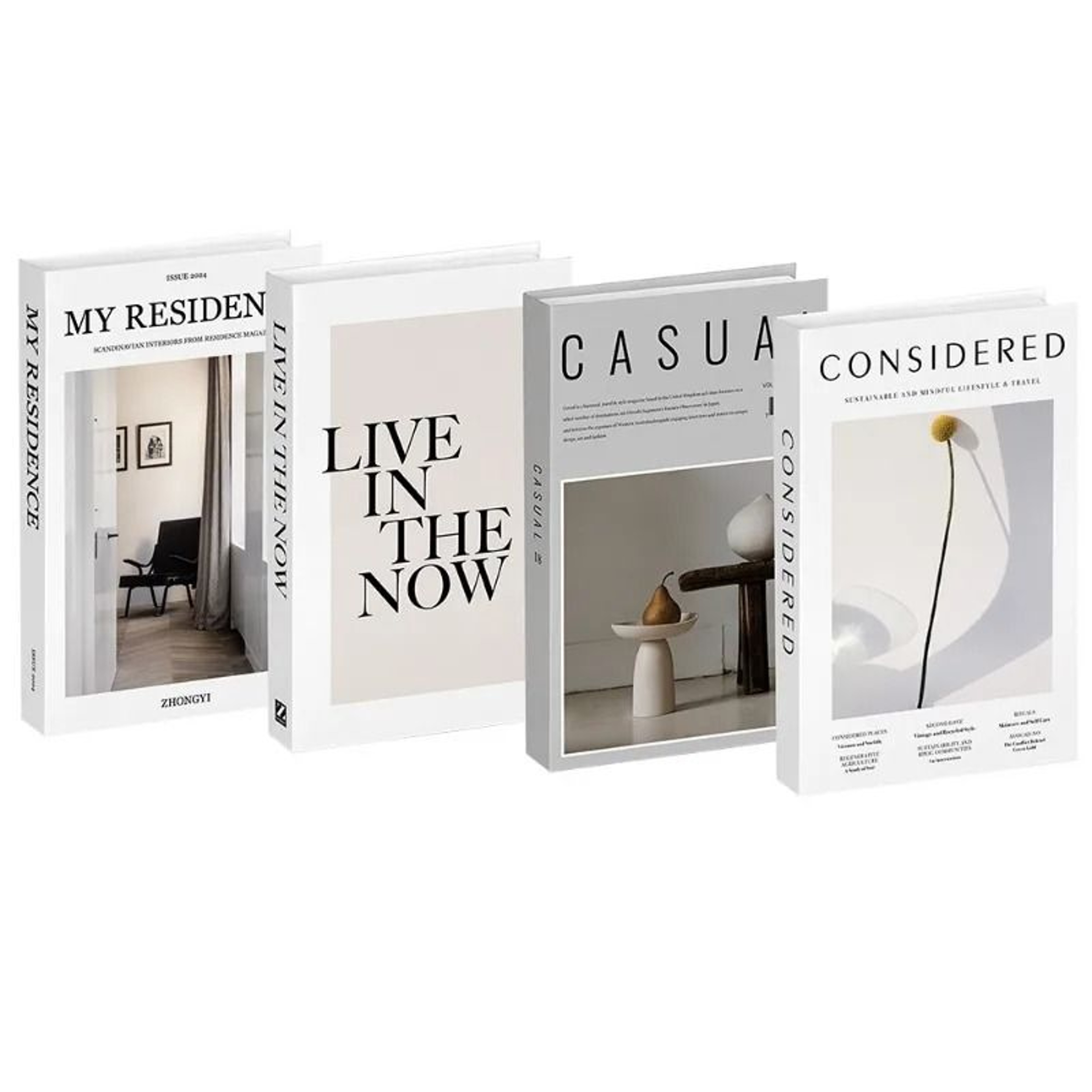Modern Aesthetic Faux Book Set For Coffee Table  Bookshelf Decor 4pcs 16