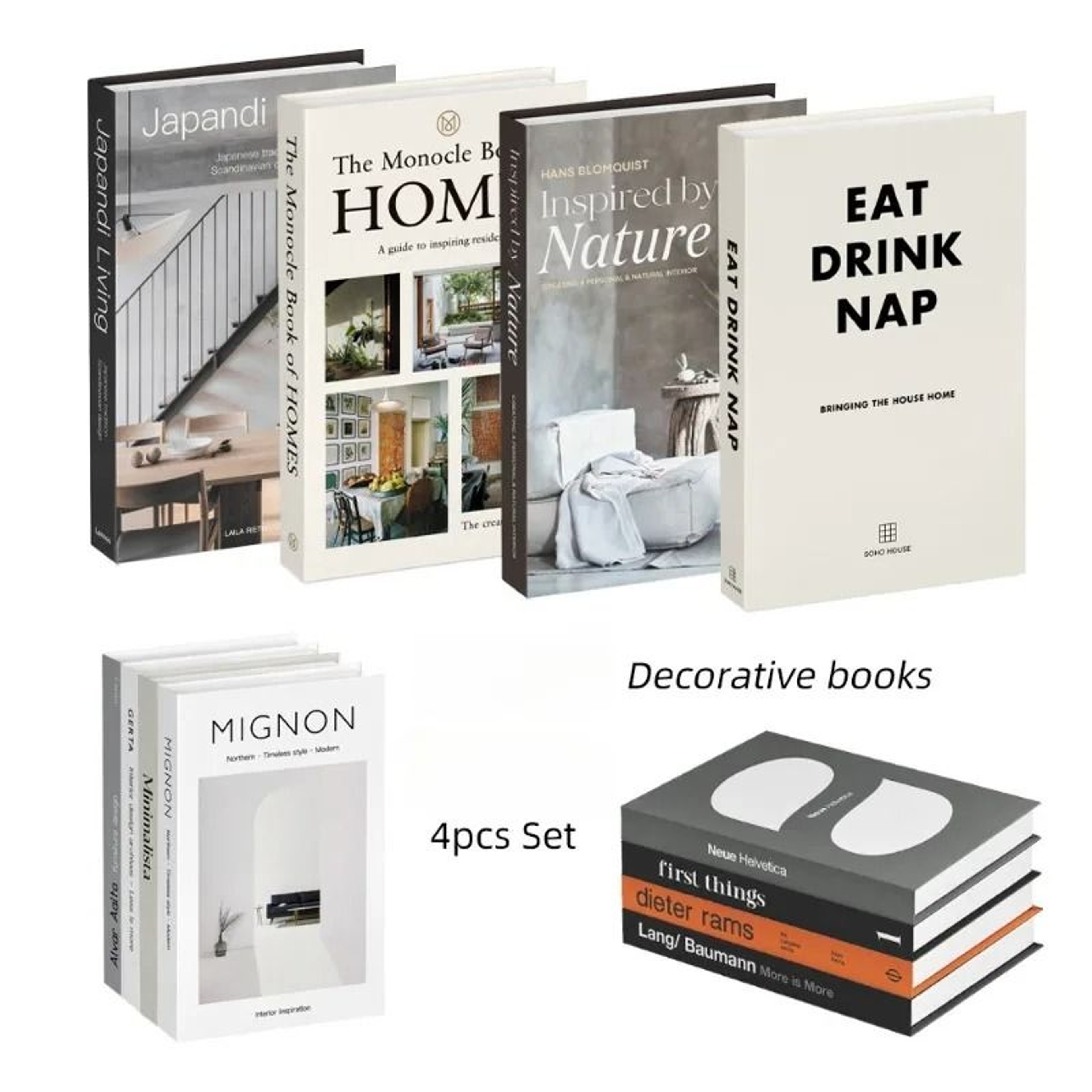 Modern Aesthetic Faux Book Set For Coffee Table  Bookshelf Decor 4pcs 1
