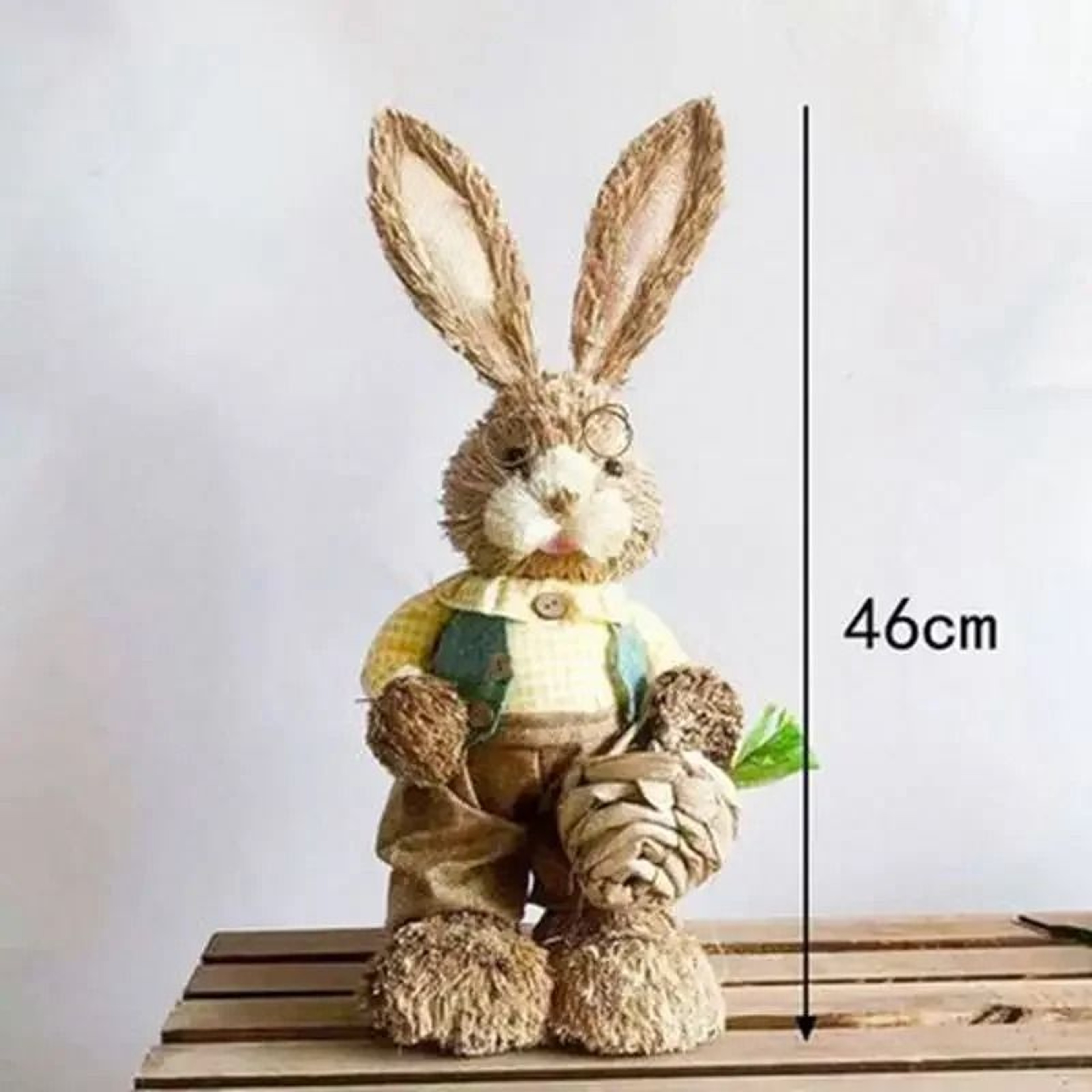 Large Straw Woven Bunny Decoration 46cm Rustic Easter Rabbit Ornament For Home And Garden 11