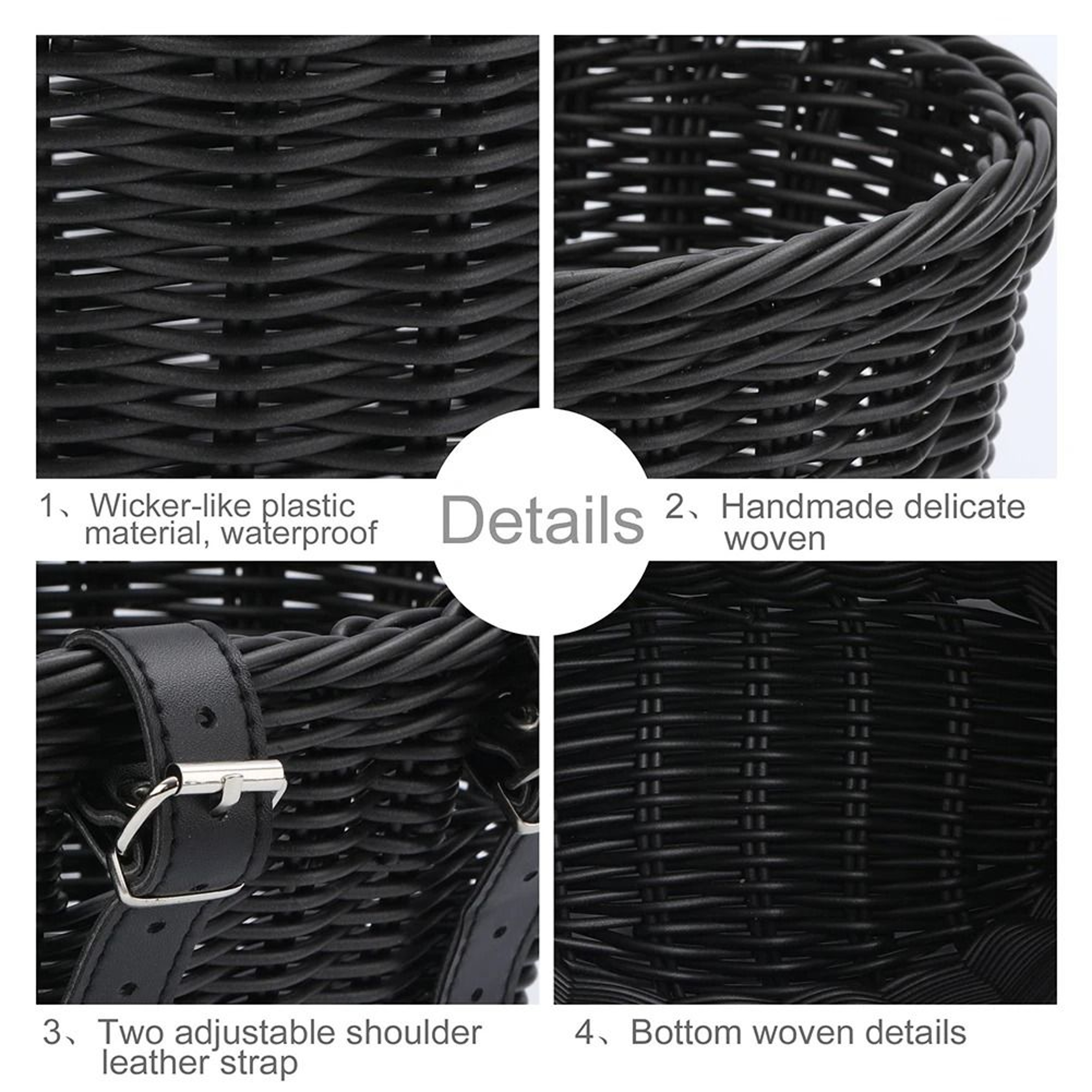 Handwoven Adjustable Bicycle Front Basket With Handlebar Straps For Daily Carry And Outdoor Riding 5