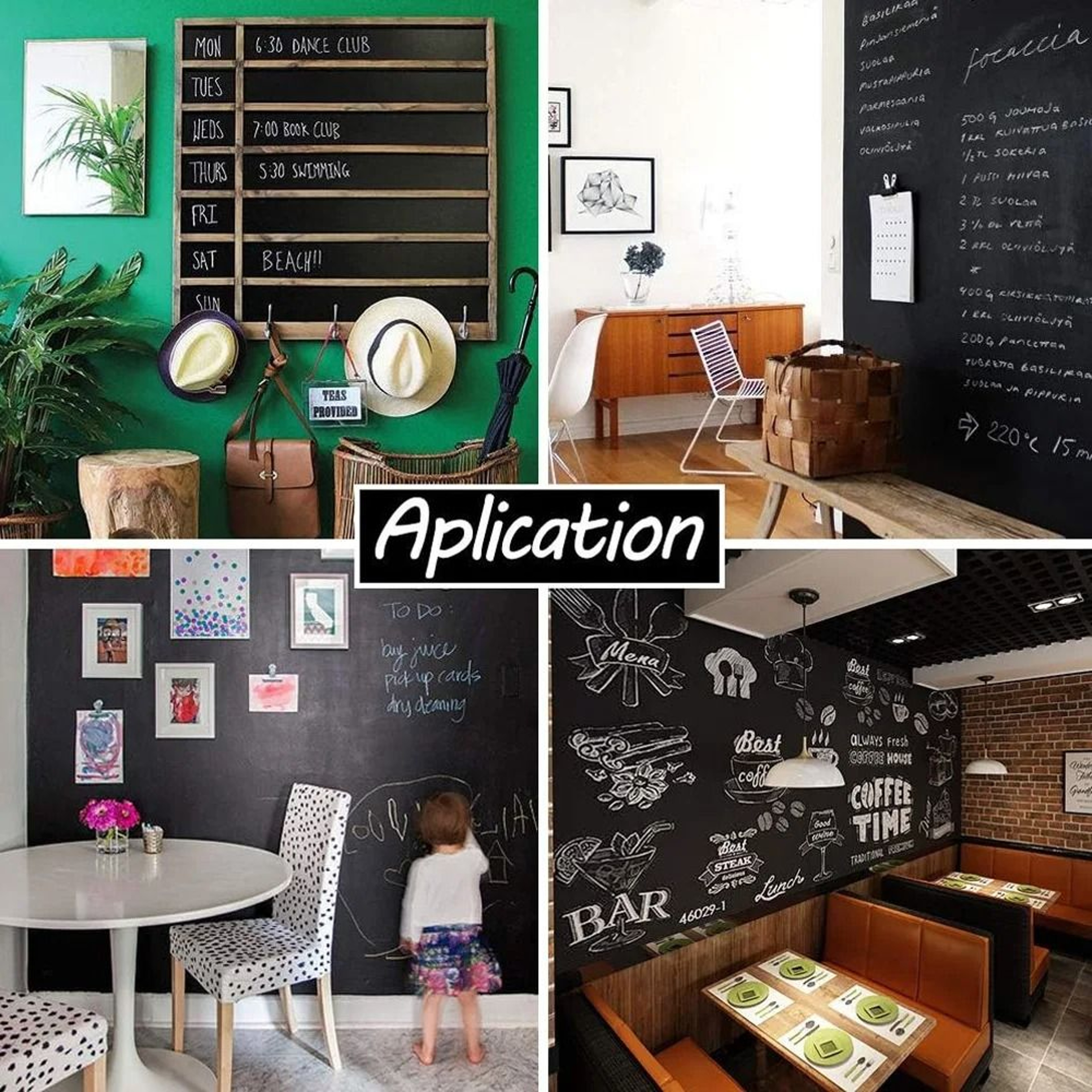 Large PVC Chalkboard Wall Sticker 177x787in Erasable Peel And Stick Blackboard Decal 4