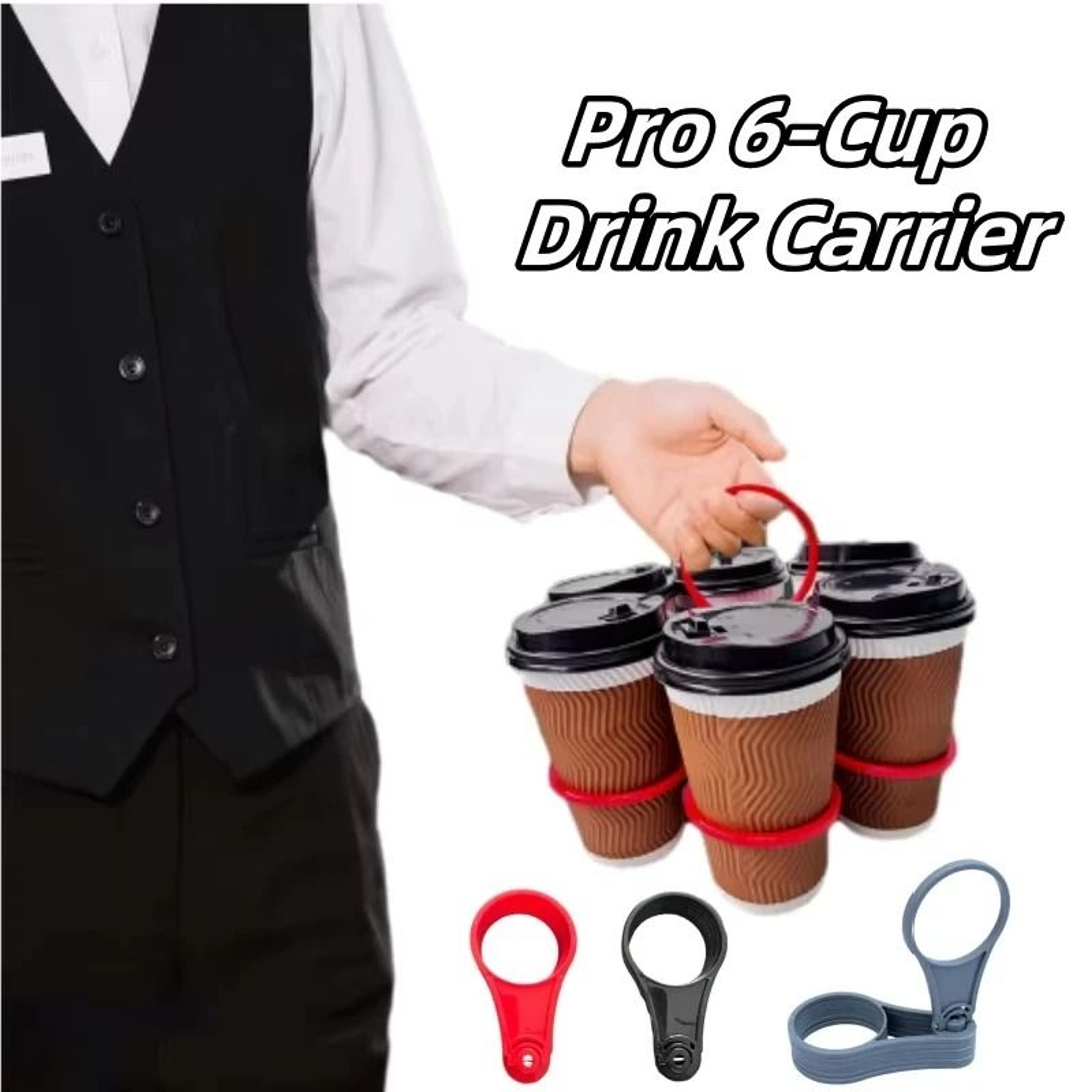 Foldable 6 Cup Reusable Drink Carrier Portable Coffee Cup Holder With Handle 1