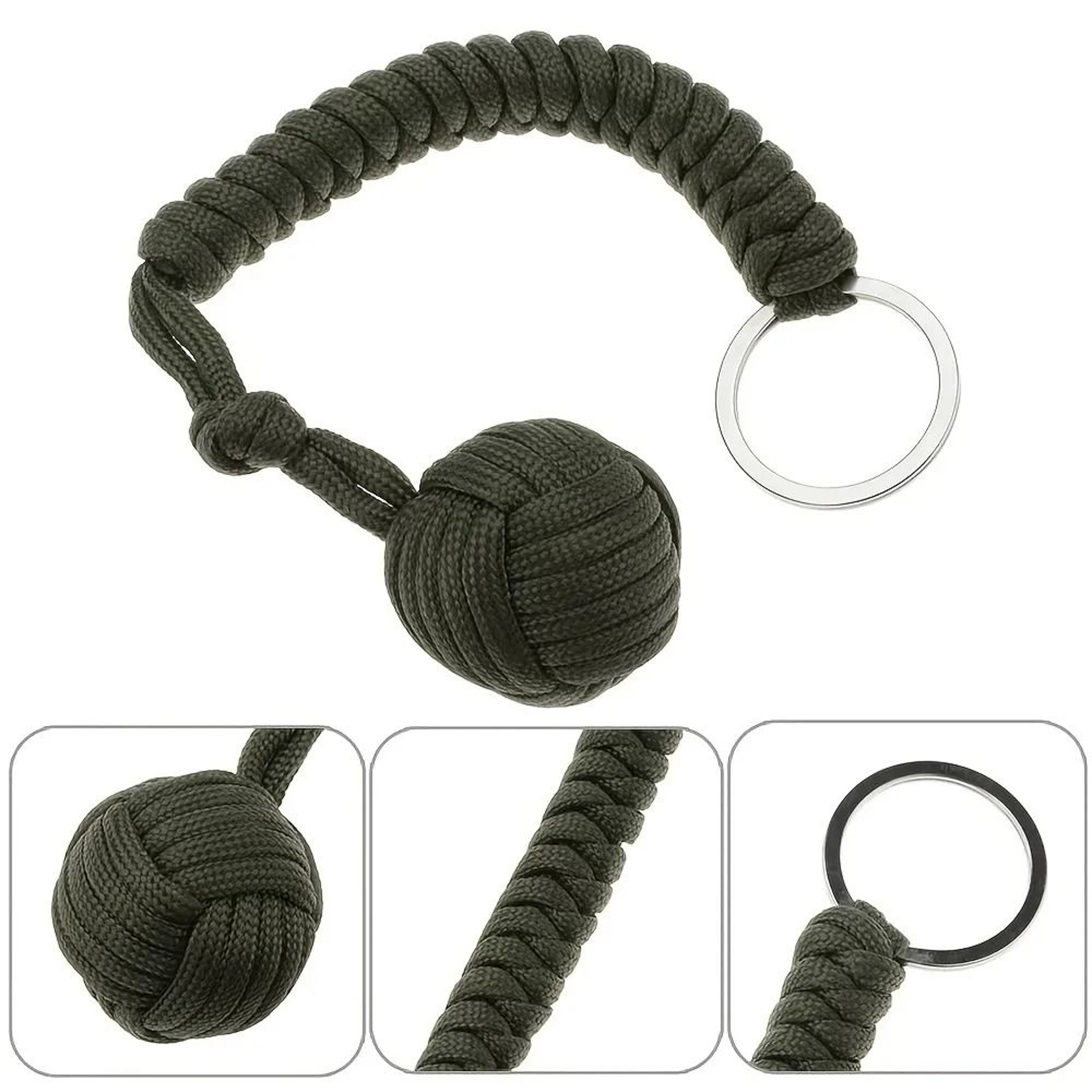 Tactical Paracord Self Defense Keychain With Steel Ball Monkey Fist 2