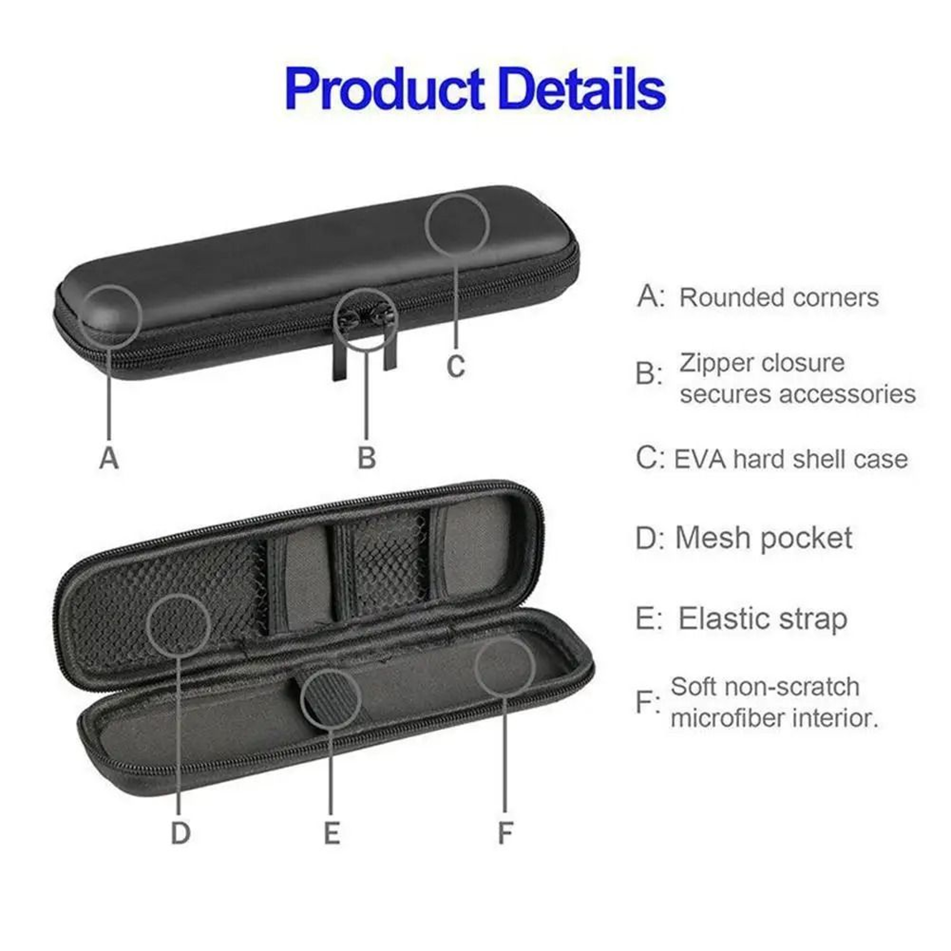 Black EVA Hard Shell Pencil Case Organizer For Stylus Earphones And Accessories 4