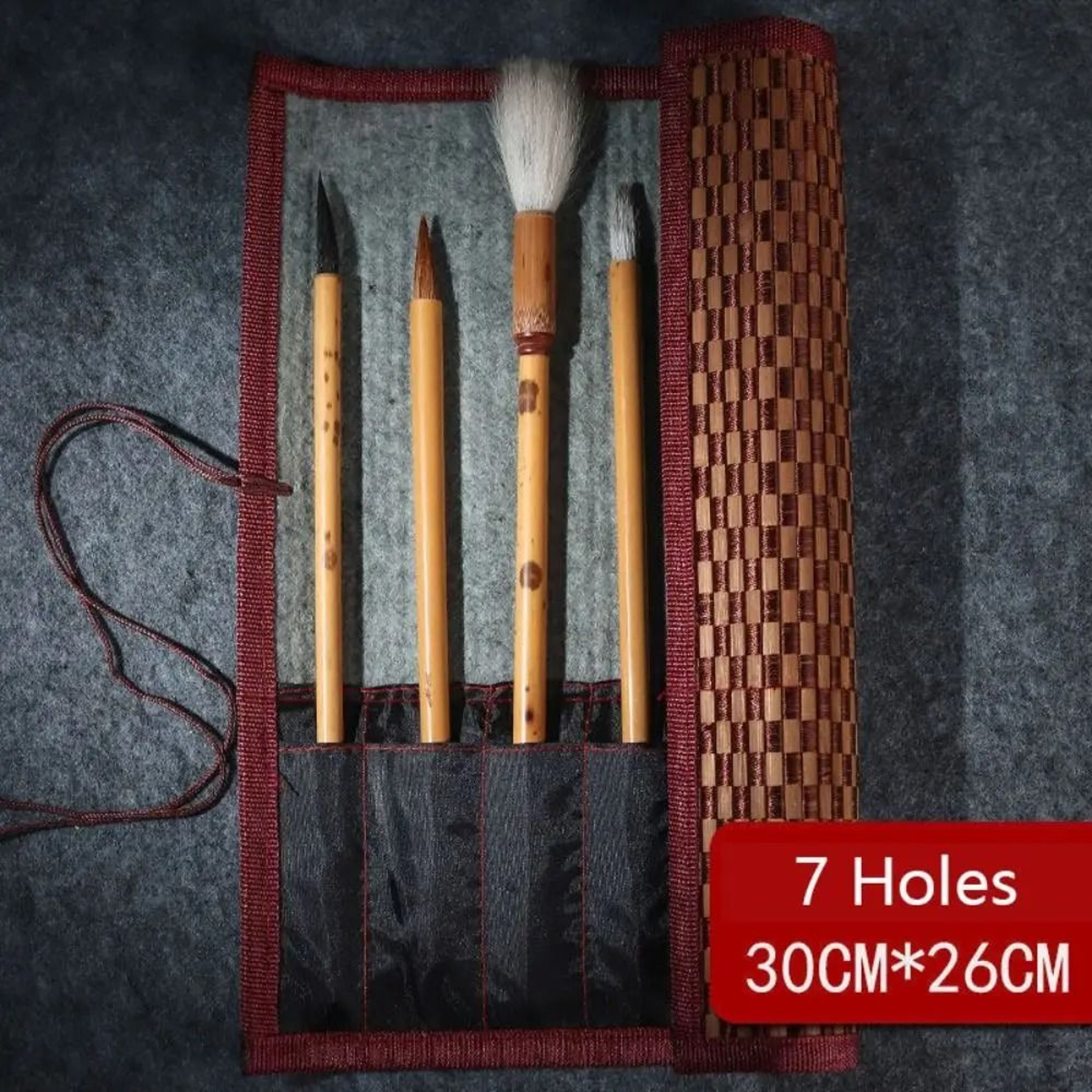 Retro Bamboo Calligraphy Brush Roll Up Case For Painting  Art Supplies 13