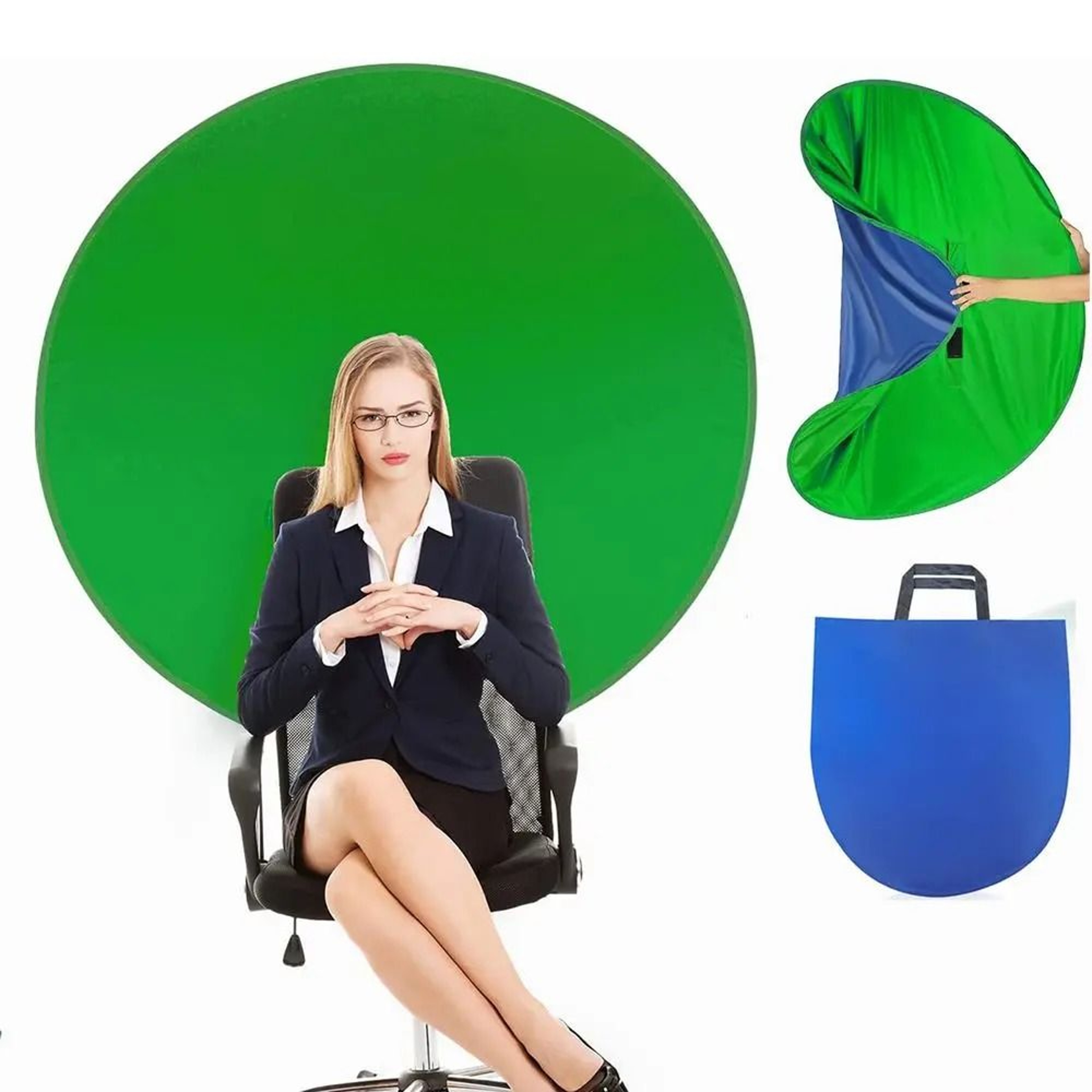 Portable Double Sided Green  Blue Screen Chair Backdrop For Streaming 1
