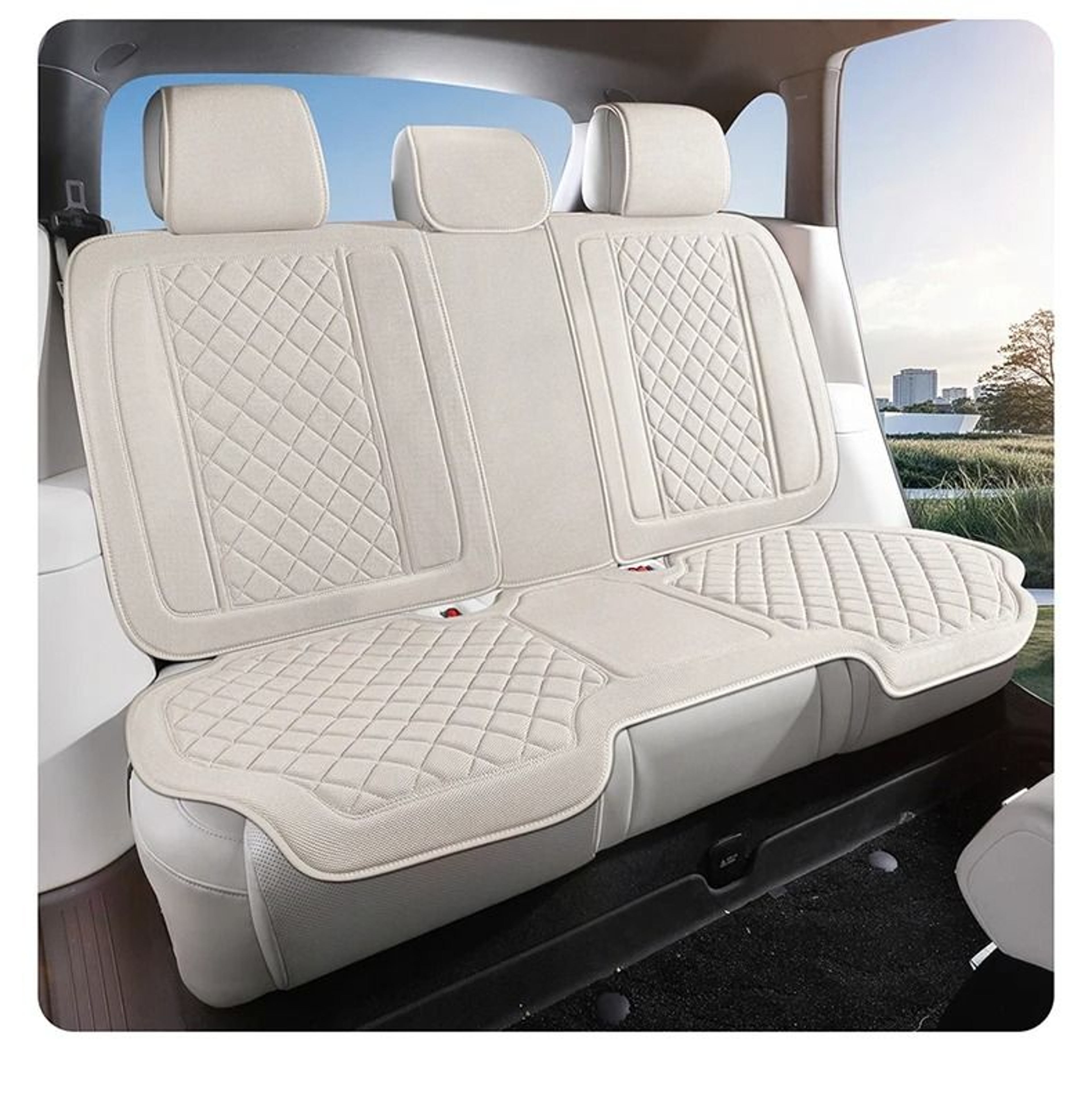Luxury Linen Car Seat Cover Set For SUVs  Sedans 16