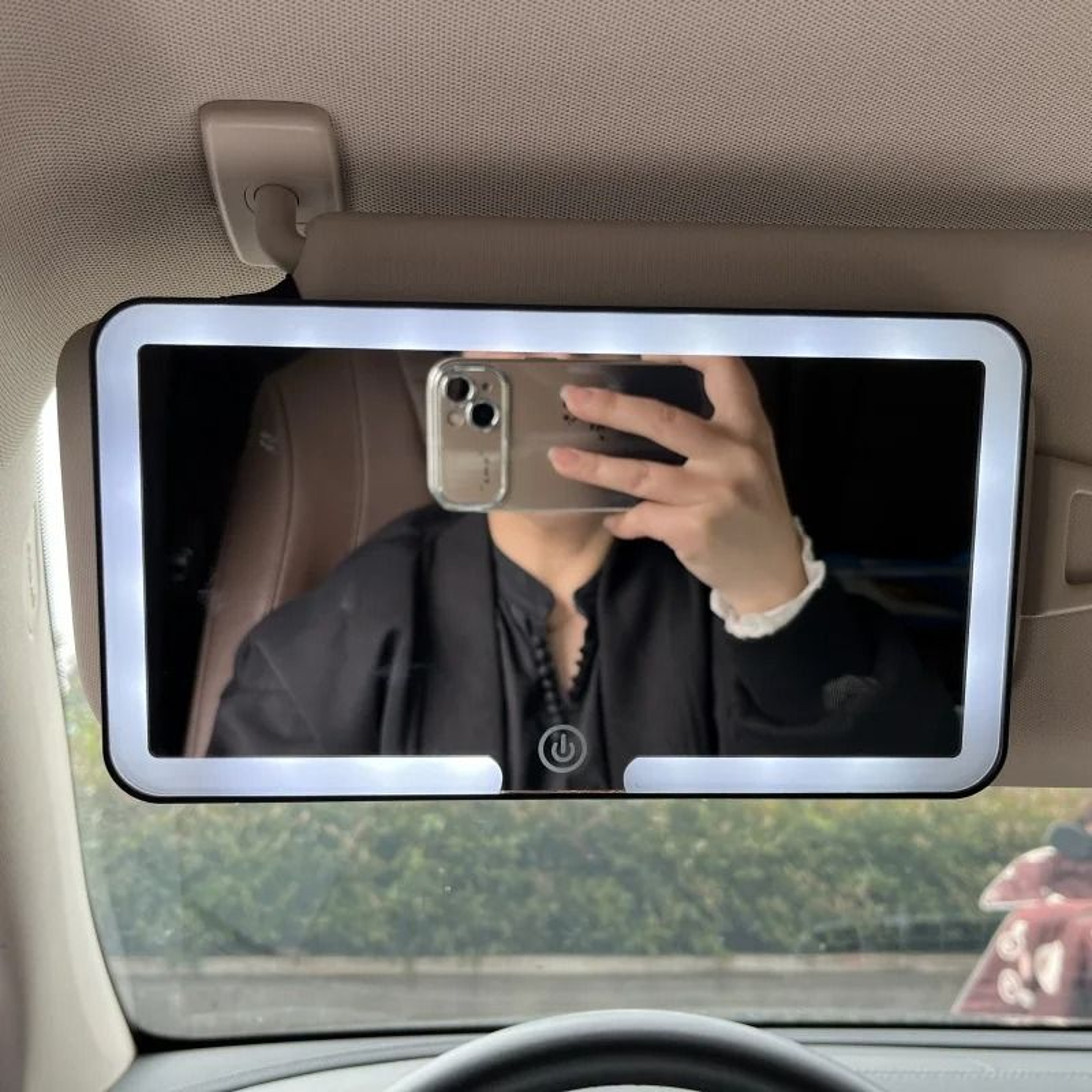 Rechargeable LED Car Sun Visor Makeup Mirror With HD Fill Light For Women 3