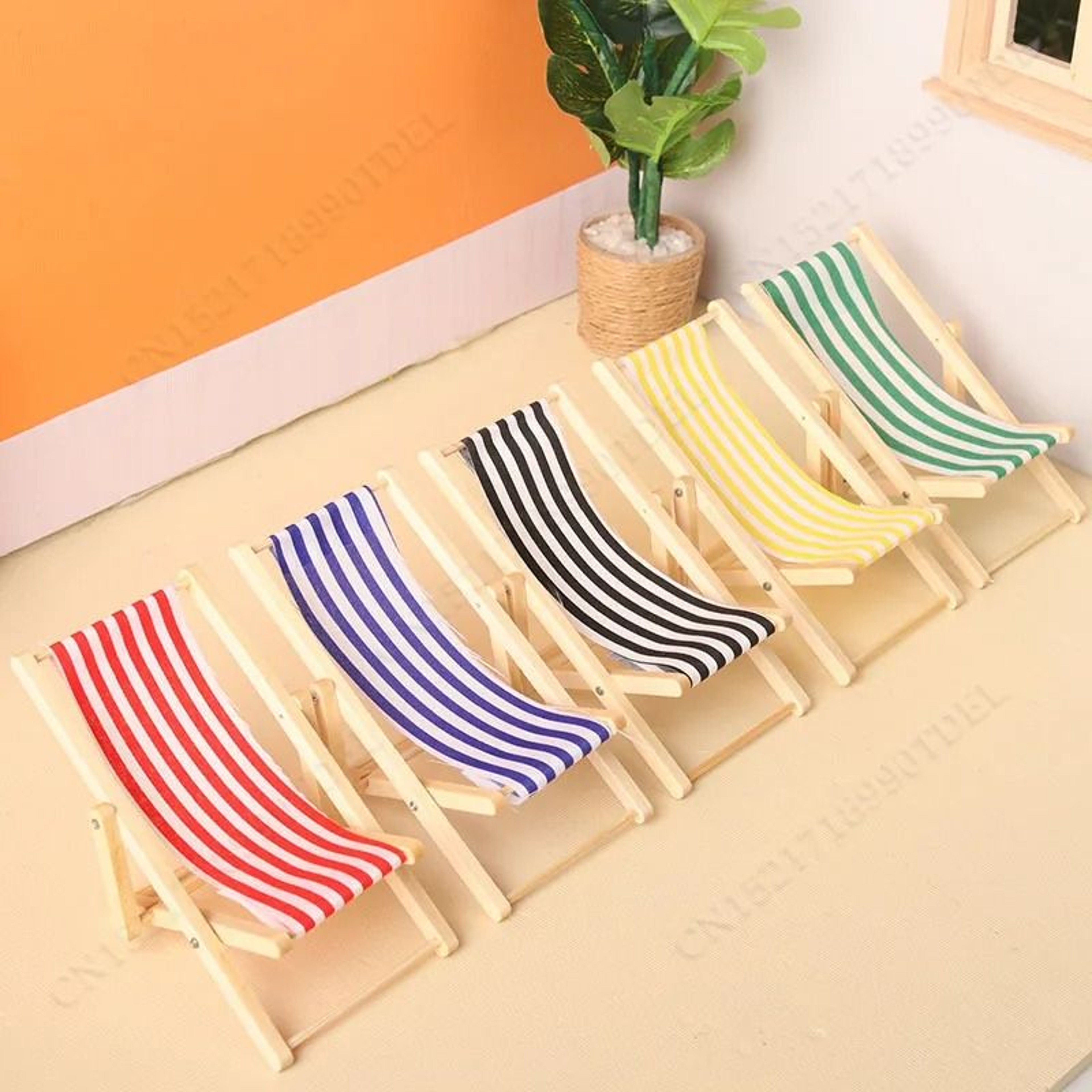 Mini Wooden Beach Chair Dollhouse Furniture For 1to12 Miniature Scenes 4