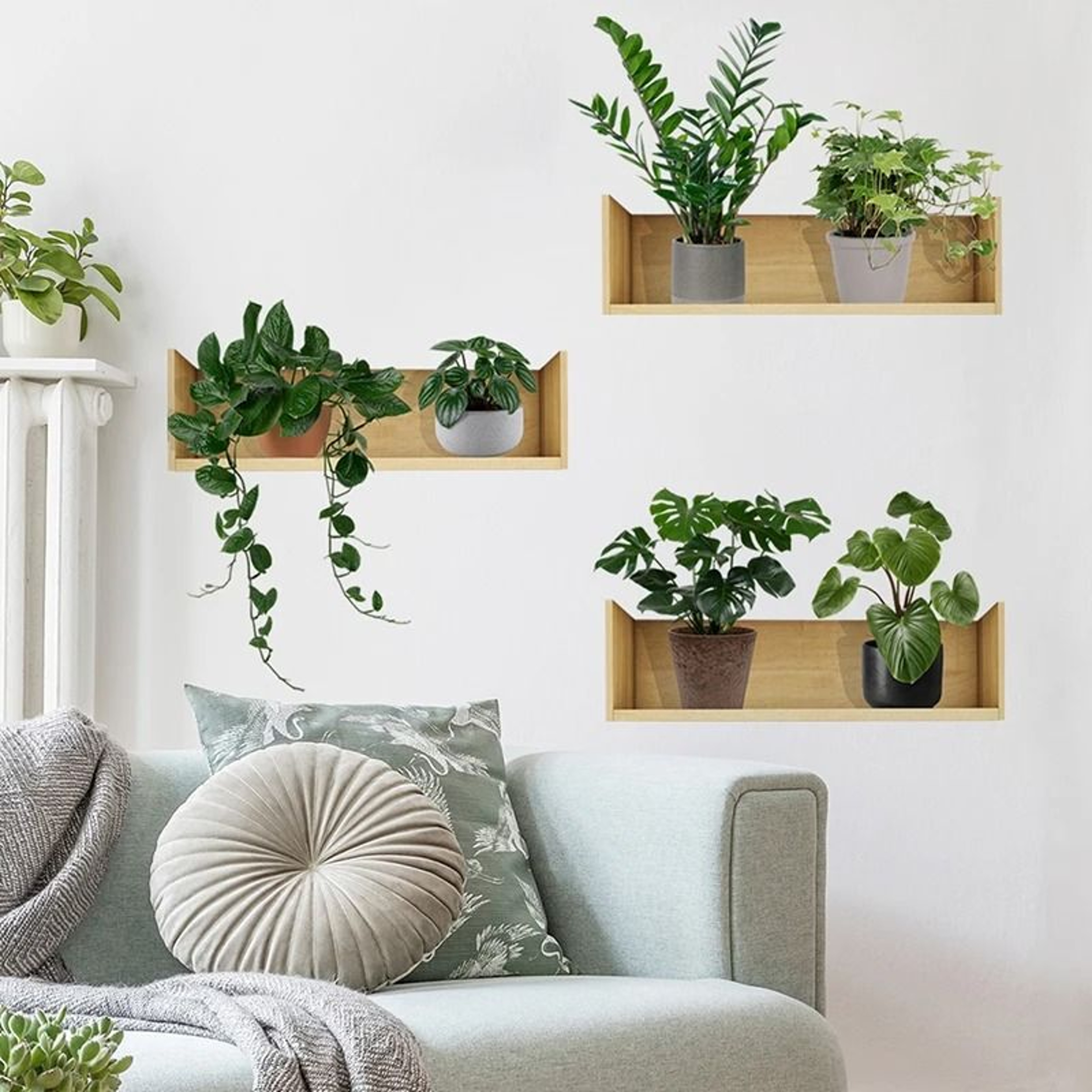 3PCS Green Plant Wall Stickers Removable Potted Wall Decals For Living Room  Bedroom 0