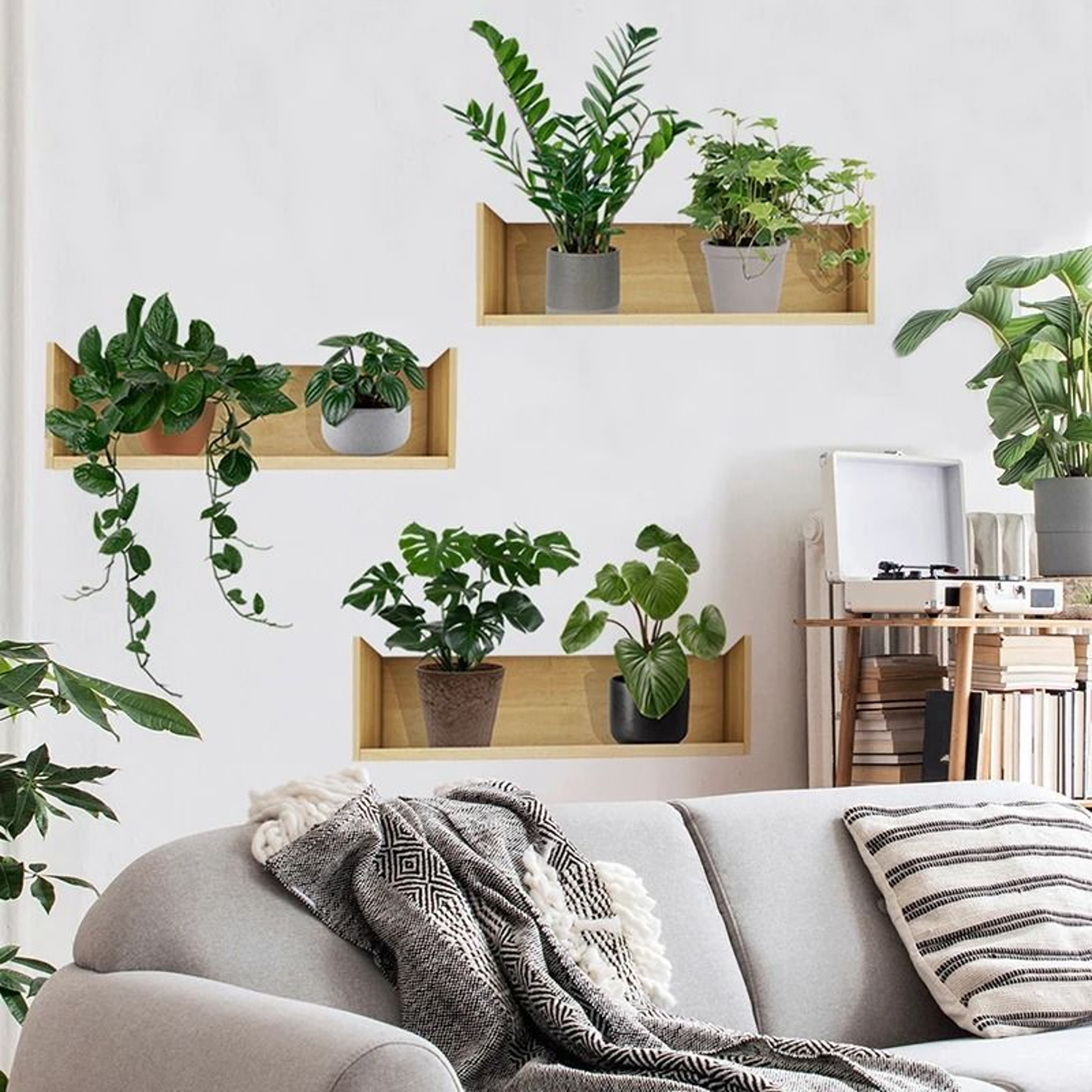 3PCS Green Plant Wall Stickers Removable Potted Wall Decals For Living Room  Bedroom 1