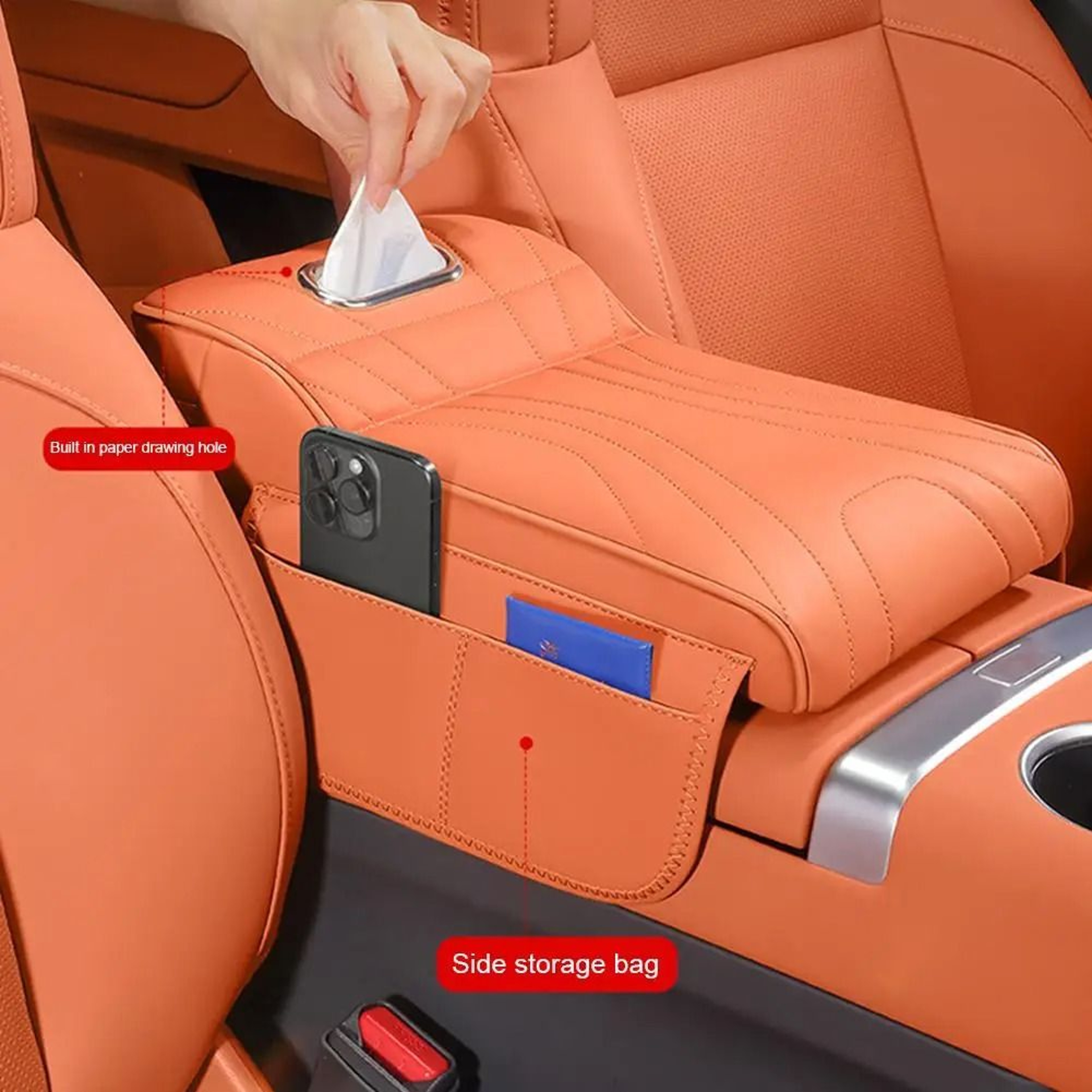 Universal Memory Foam Car Armrest Cushion Pad With Storage Pocket 2