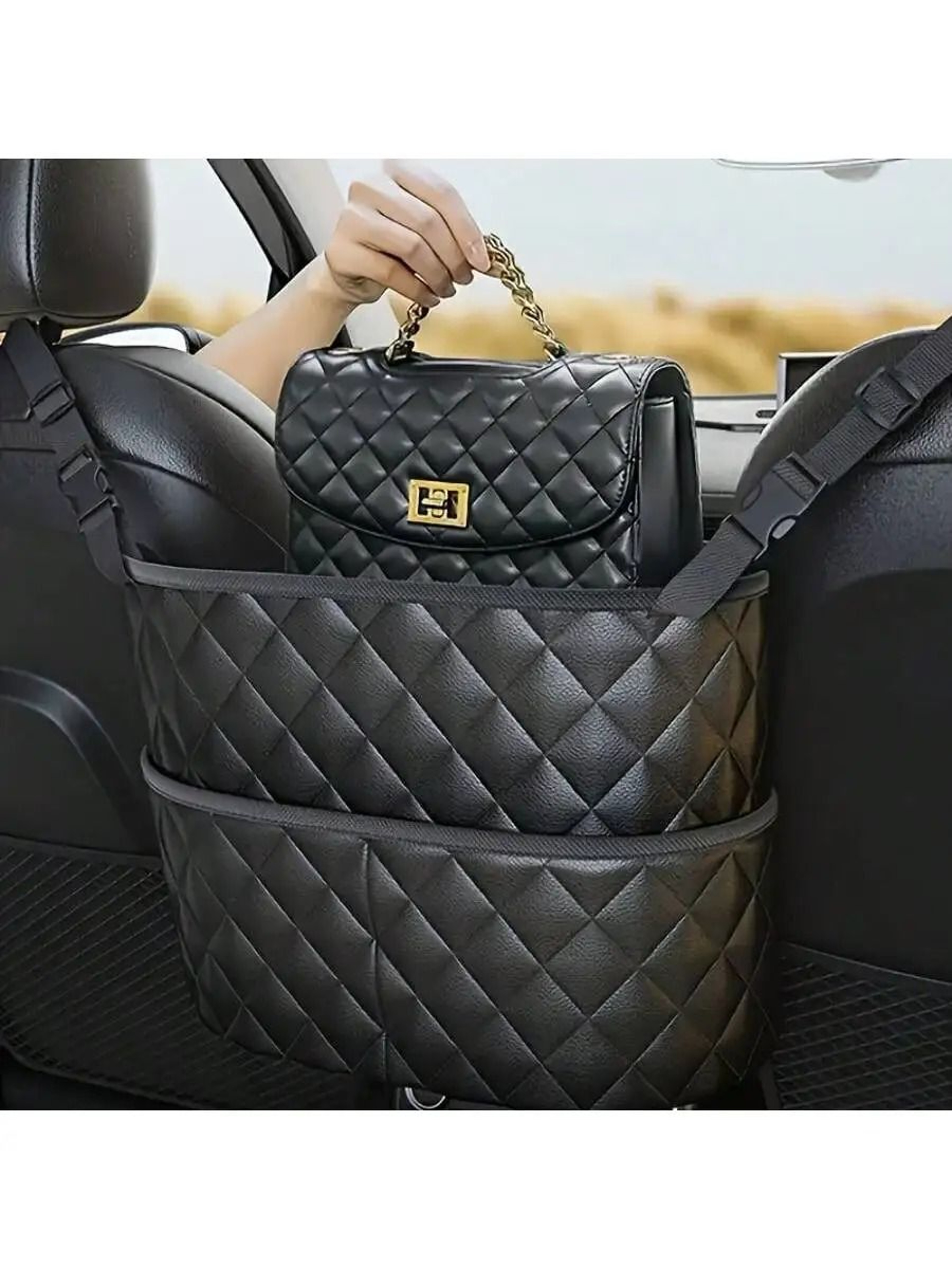 Large Capacity Car Middle Seat Storage Net Organizer Bag 3