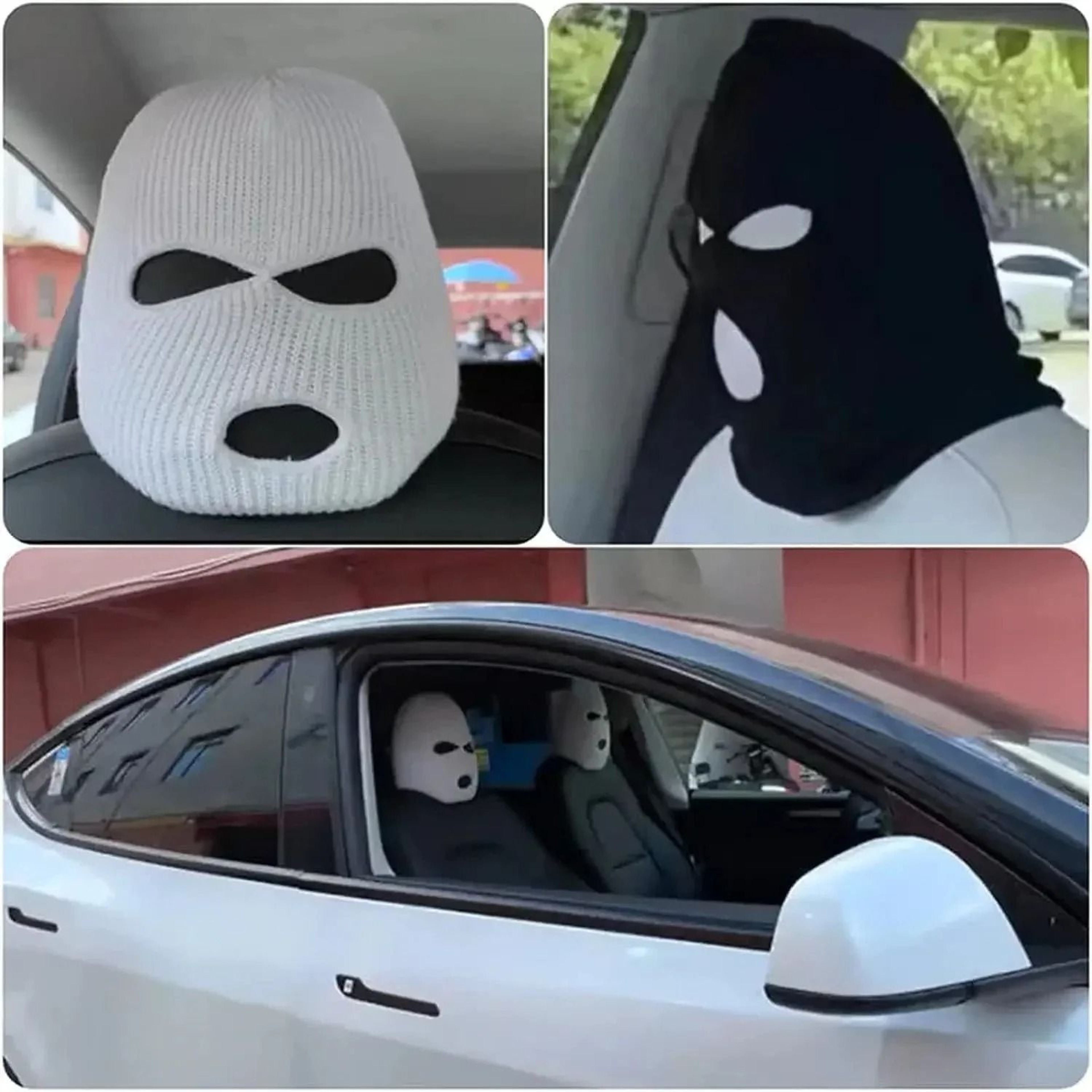 Funny Ski Mask Headrest Cover For Car Seats 4