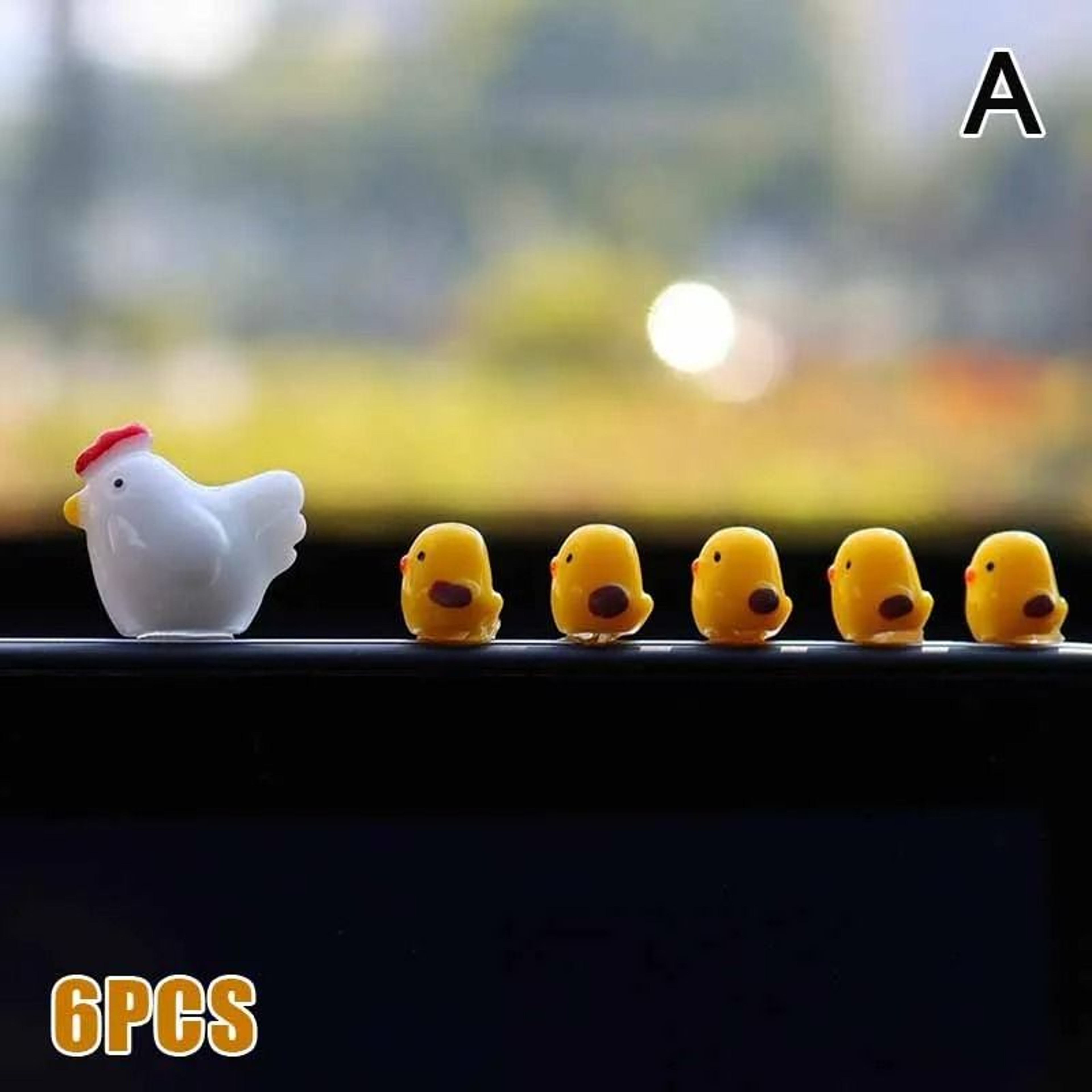 Cute Mini Chicken Dashboard Ornament Set 6