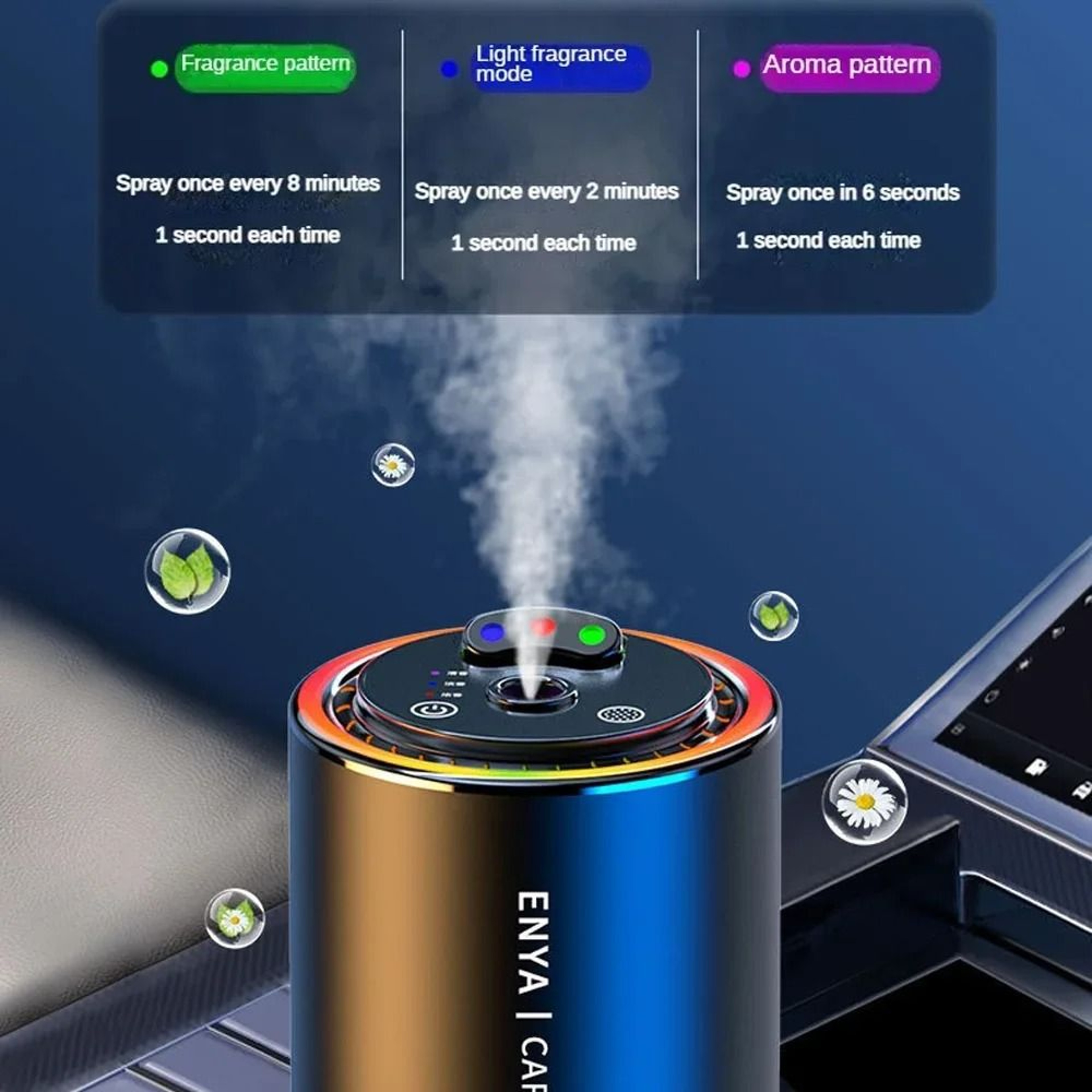 USB Rechargeable Car Air Freshener Essential Oil Aromatherapy Diffuser 4