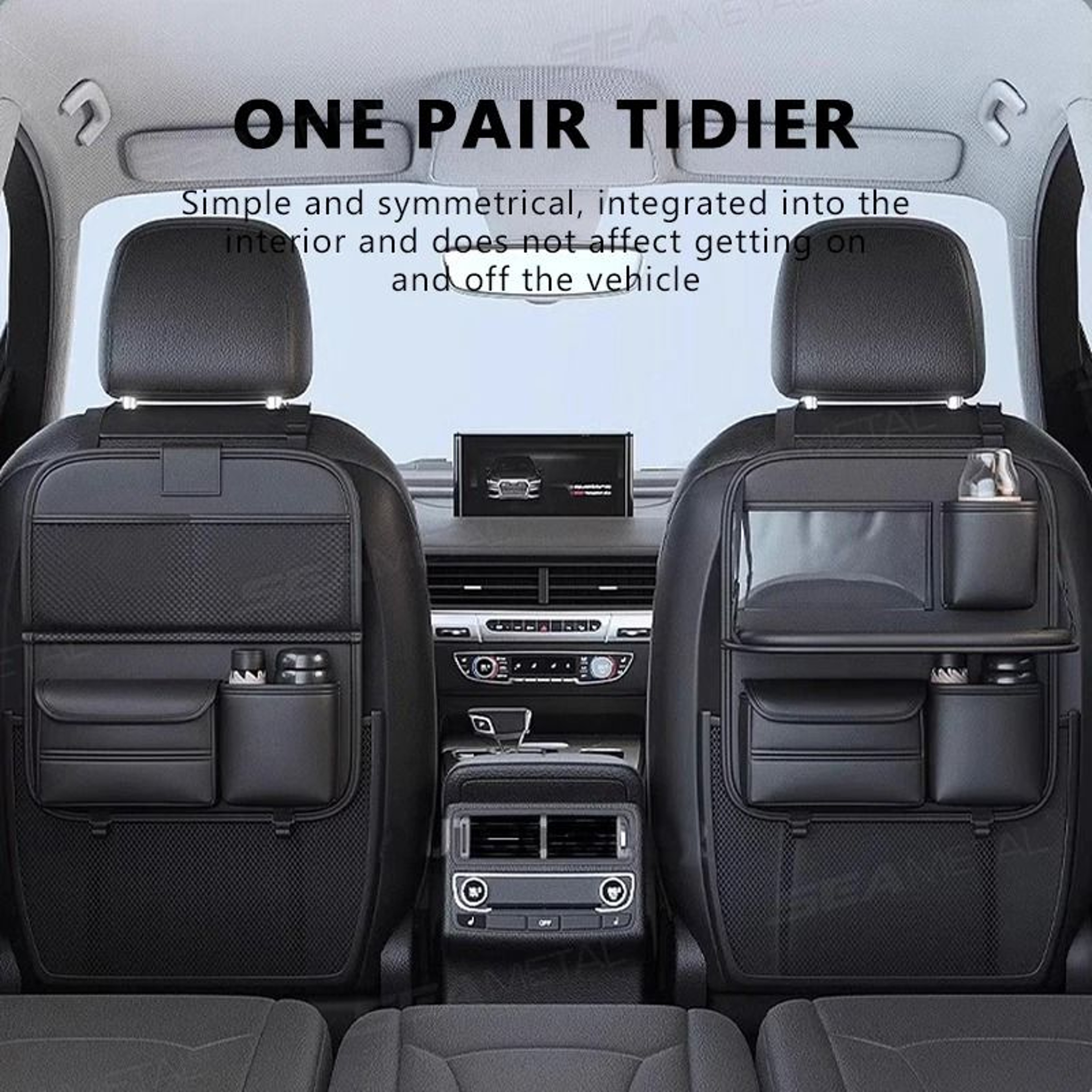 Car Seat Back Organizer With Foldable Tray And MultiPocket Storage 6