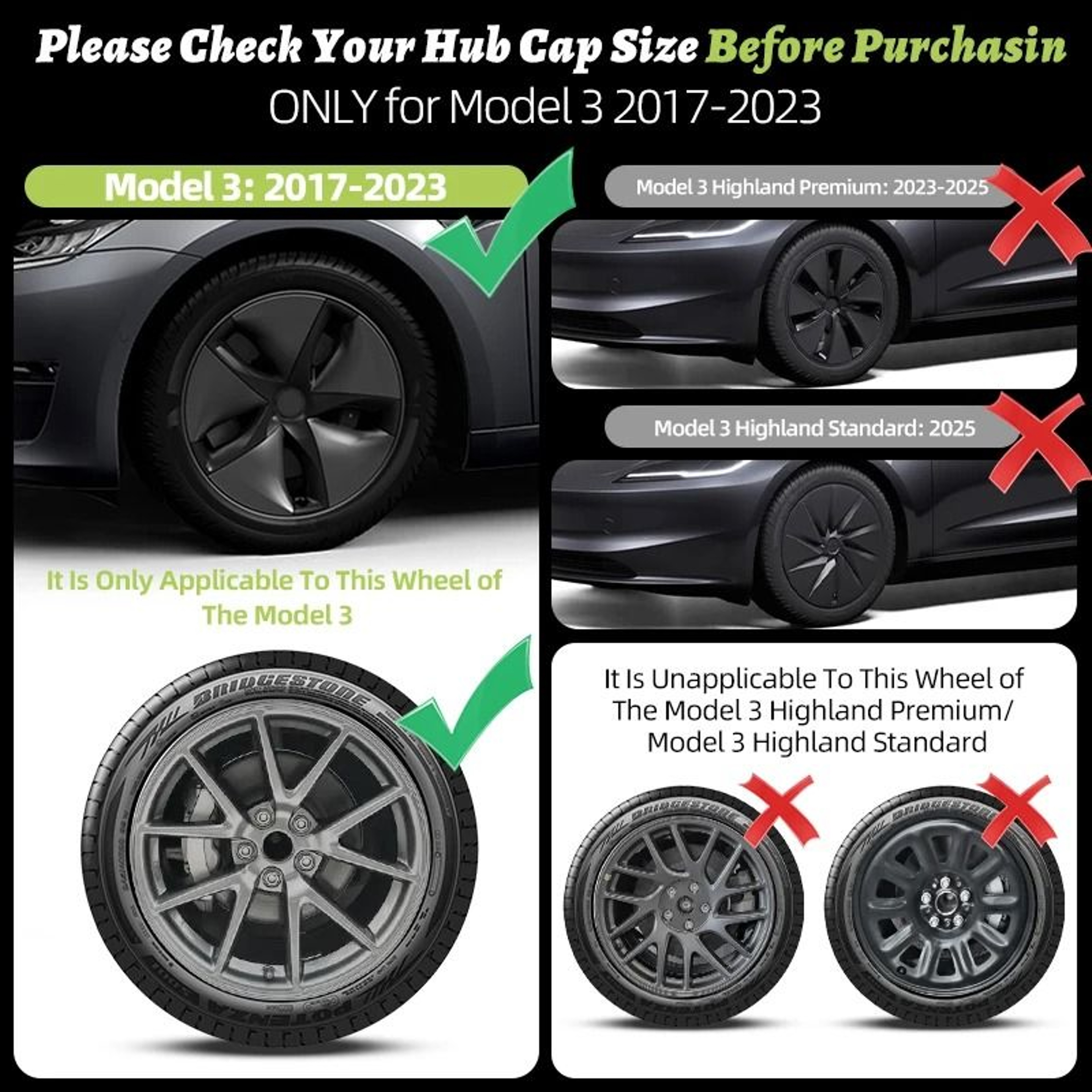 18Inch Arachnid Style Wheel Cover Set For Tesla Model 3 2