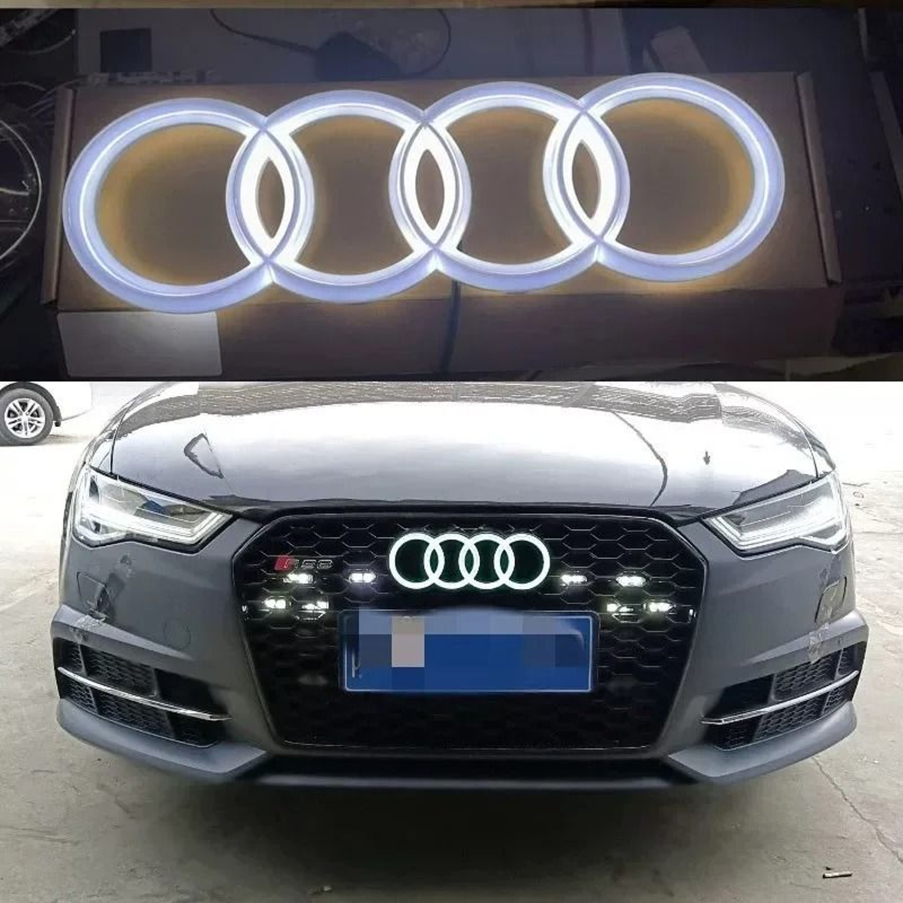 Audi Front Grill LED Emblem Light For A3 A4 A5 A6 A7 A8 Q3 Q5 Q7 2026 Illuminated Logo Badge 0