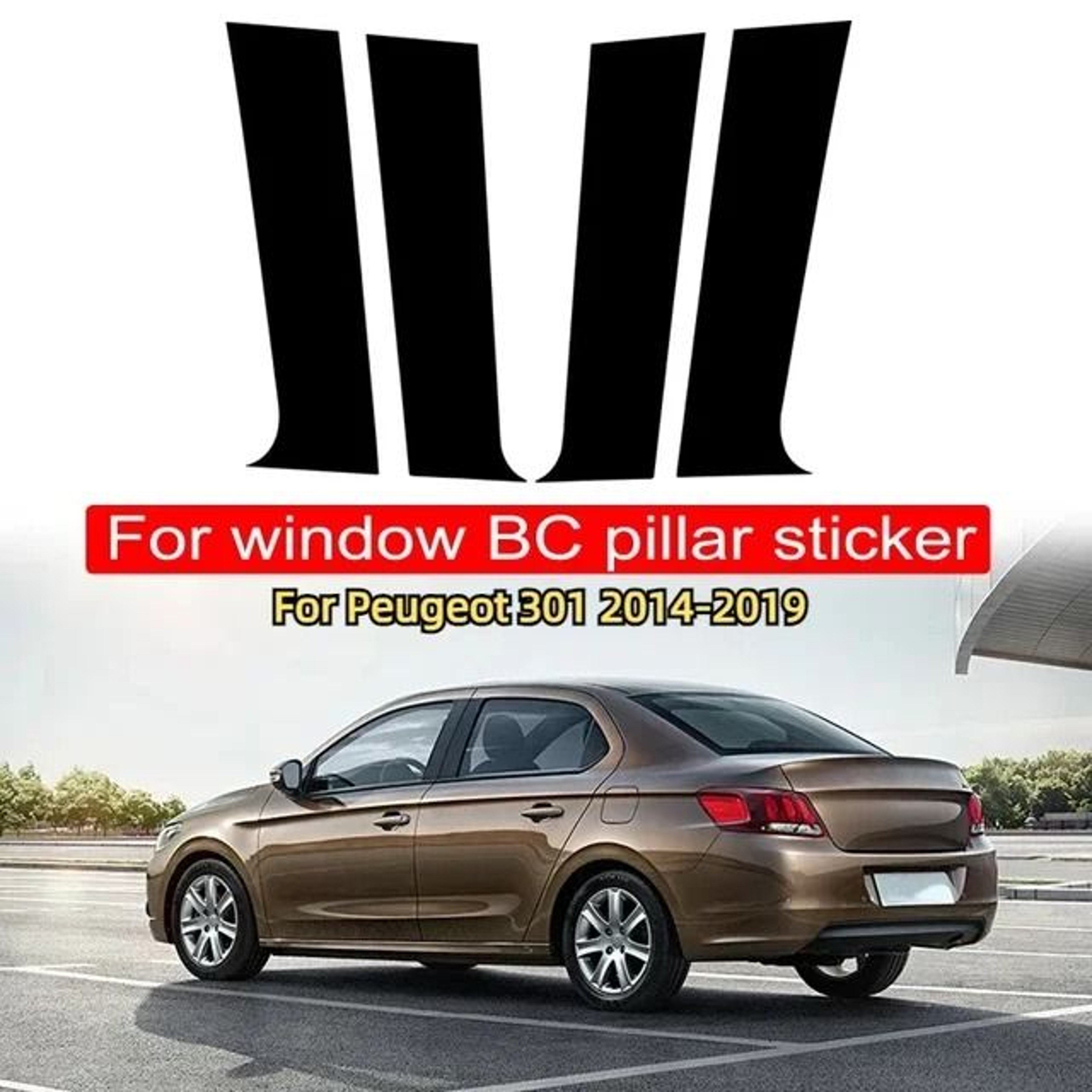 Gloss Black Window Pillar Trim Stickers For Peugeot  Citroen Models 11