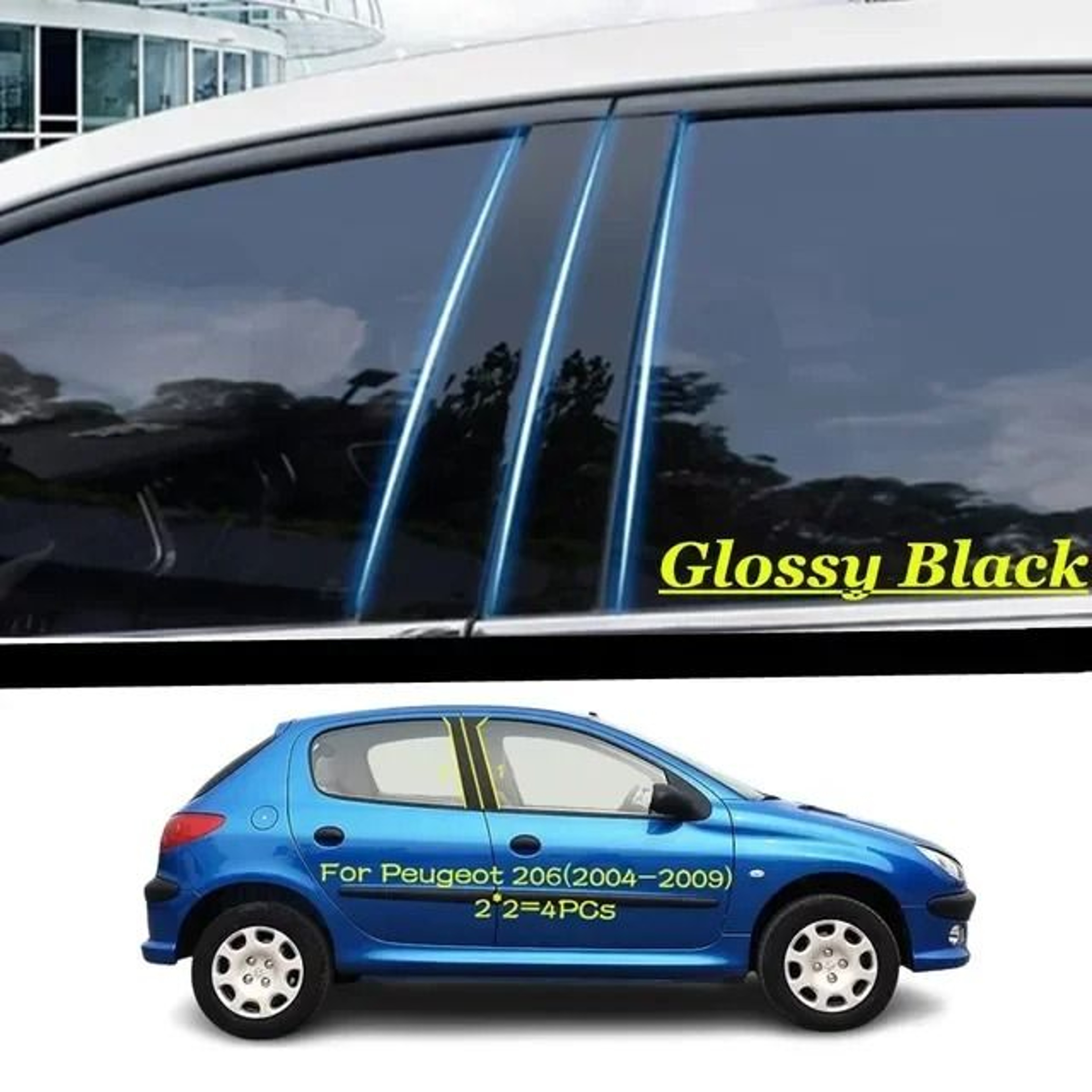 Gloss Black Window Pillar Trim Stickers For Peugeot  Citroen Models 6