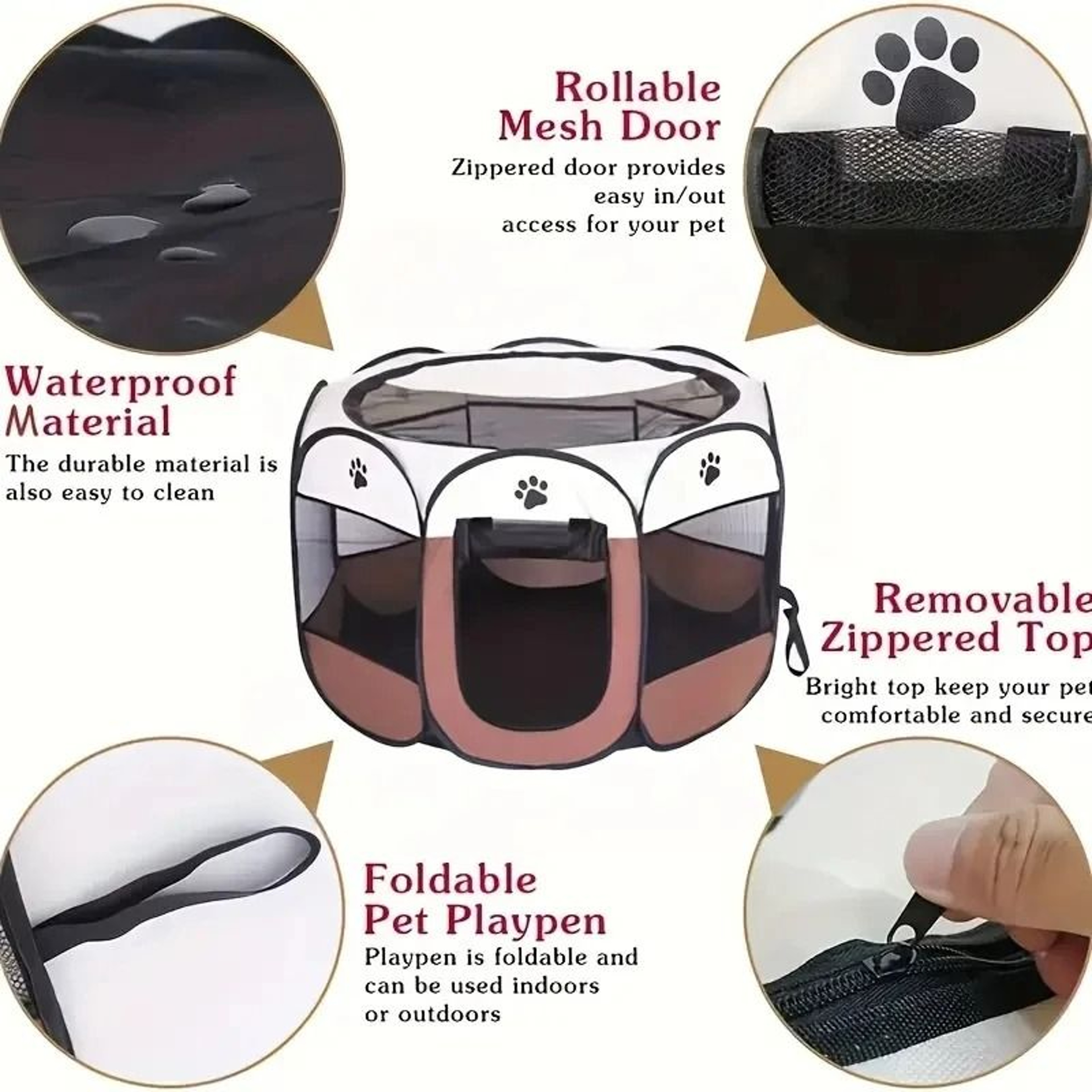 Foldable Waterproof Octagonal Pet Tent Playpen For Cats  Dogs 2