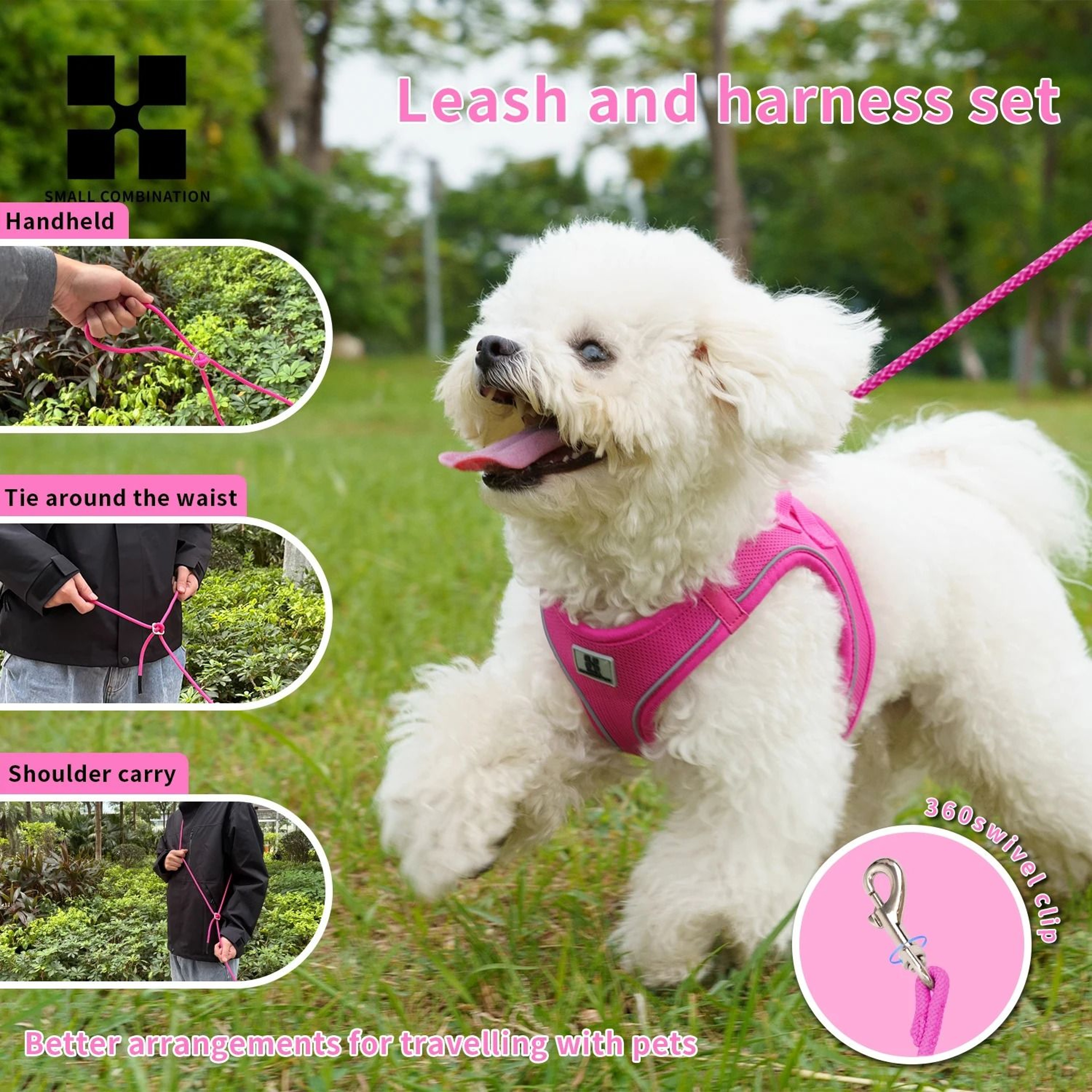 Adjustable Reflective Dog Harness  Leash Set For Small  Medium Pets 3