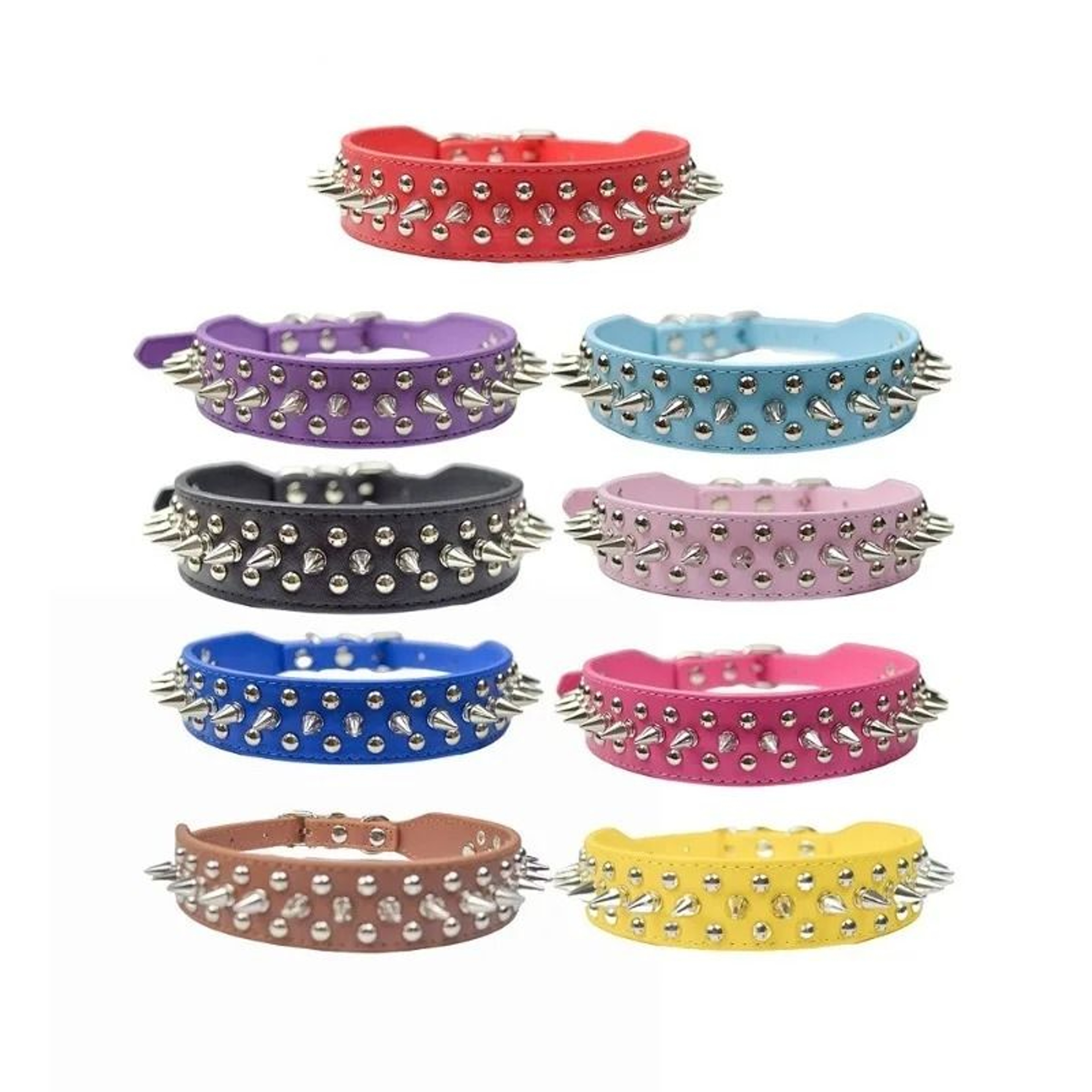 Adjustable Punk Rivet PU Leather Dog Collar For Small Dogs  Cats 5